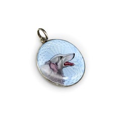 Swedish Sterling Silver Enamel Portrait of a Sighthound