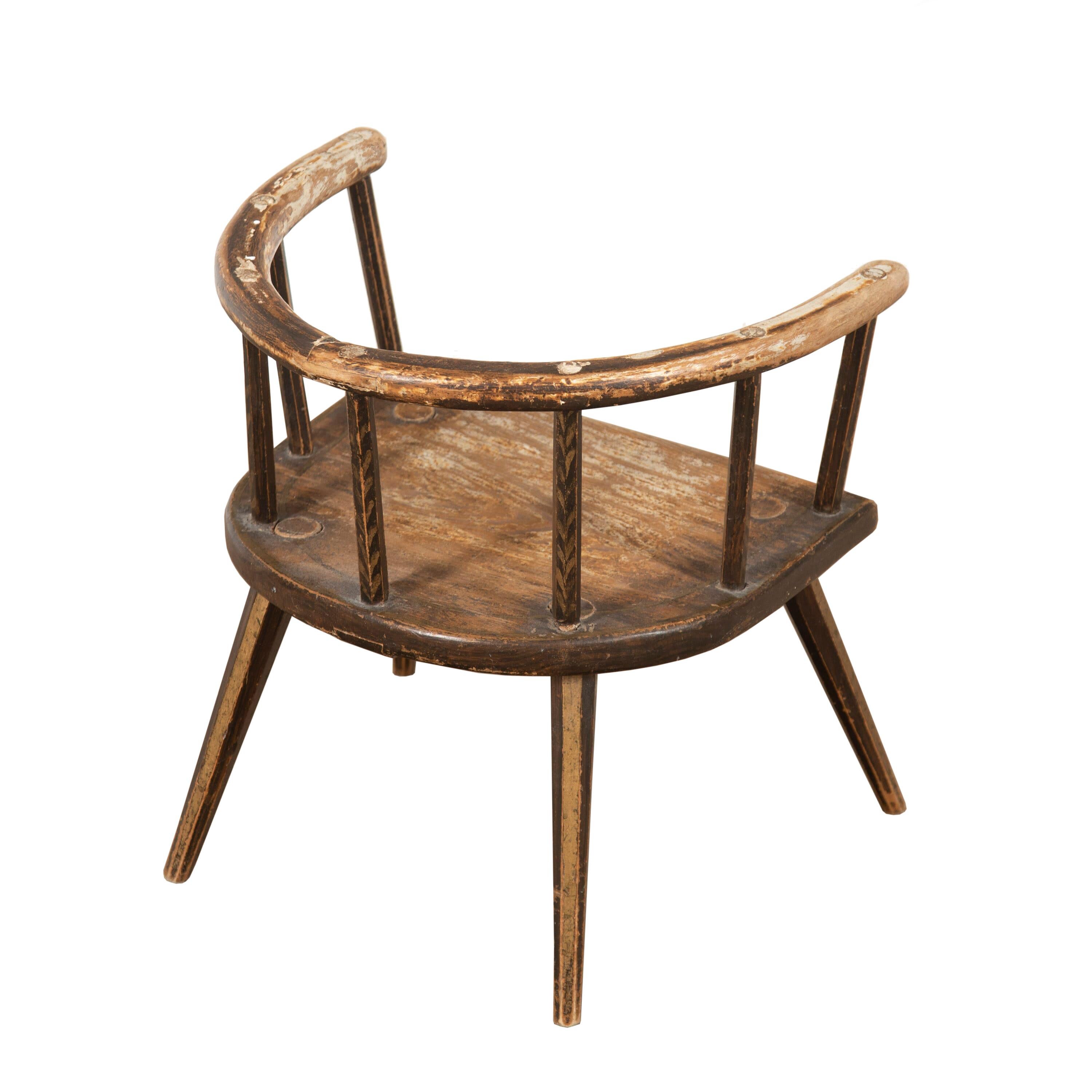 19th Century Swedish Stick Back Childs Chair For Sale