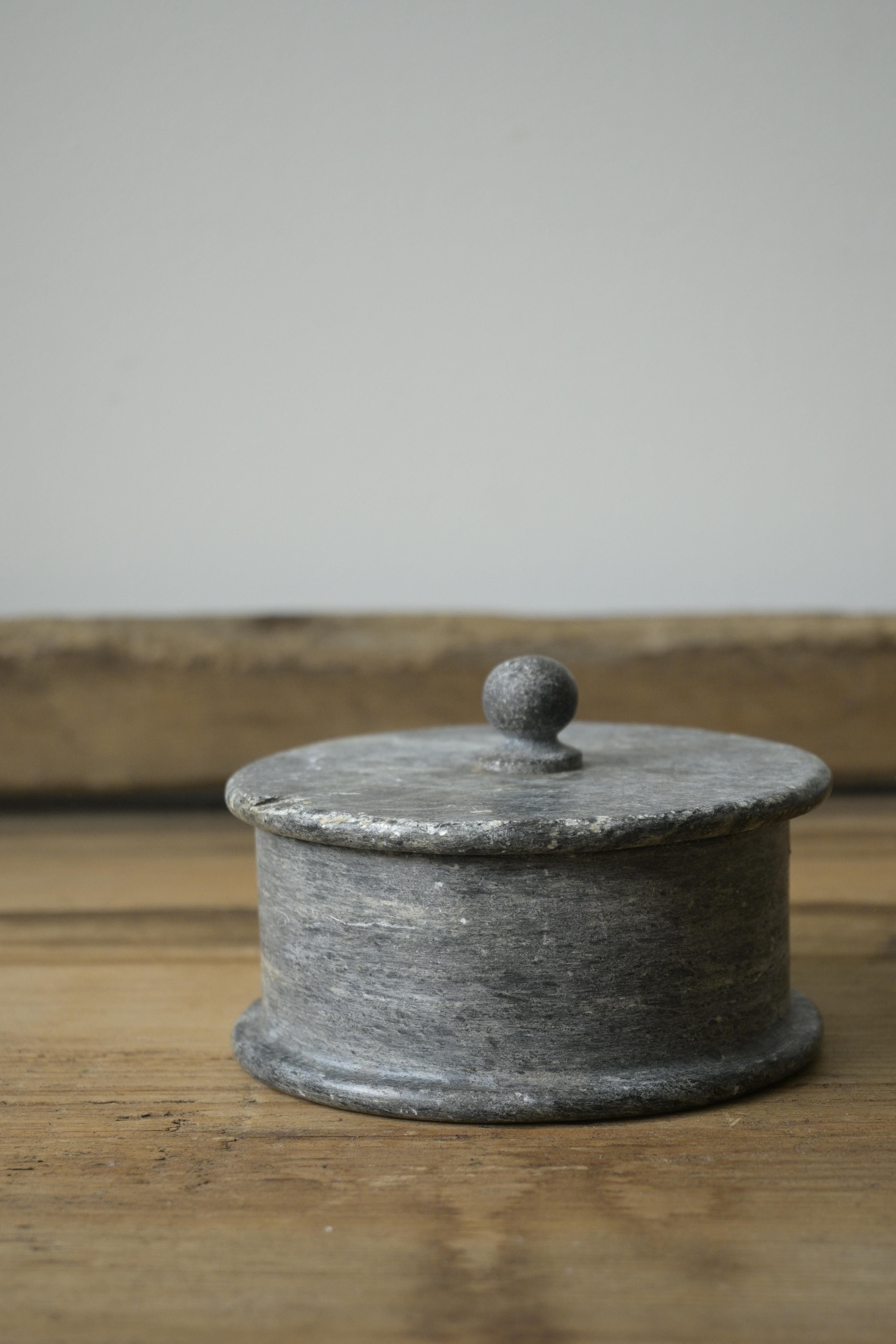 Hand-Carved Swedish Stone Box ca 1830 For Sale