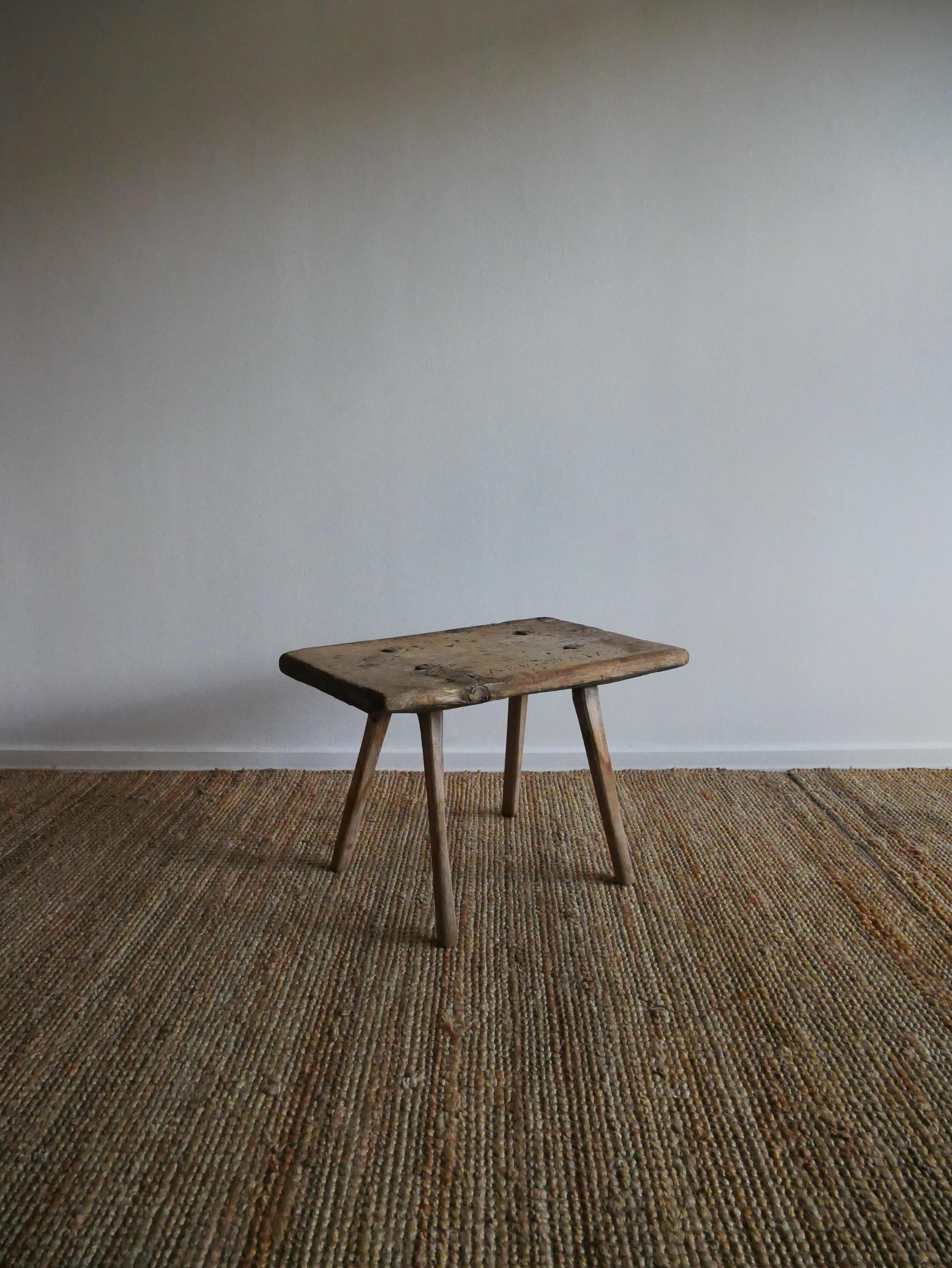 Swedish stool/bench or perfect as a small sidetable in Pine 1828's For Sale 7