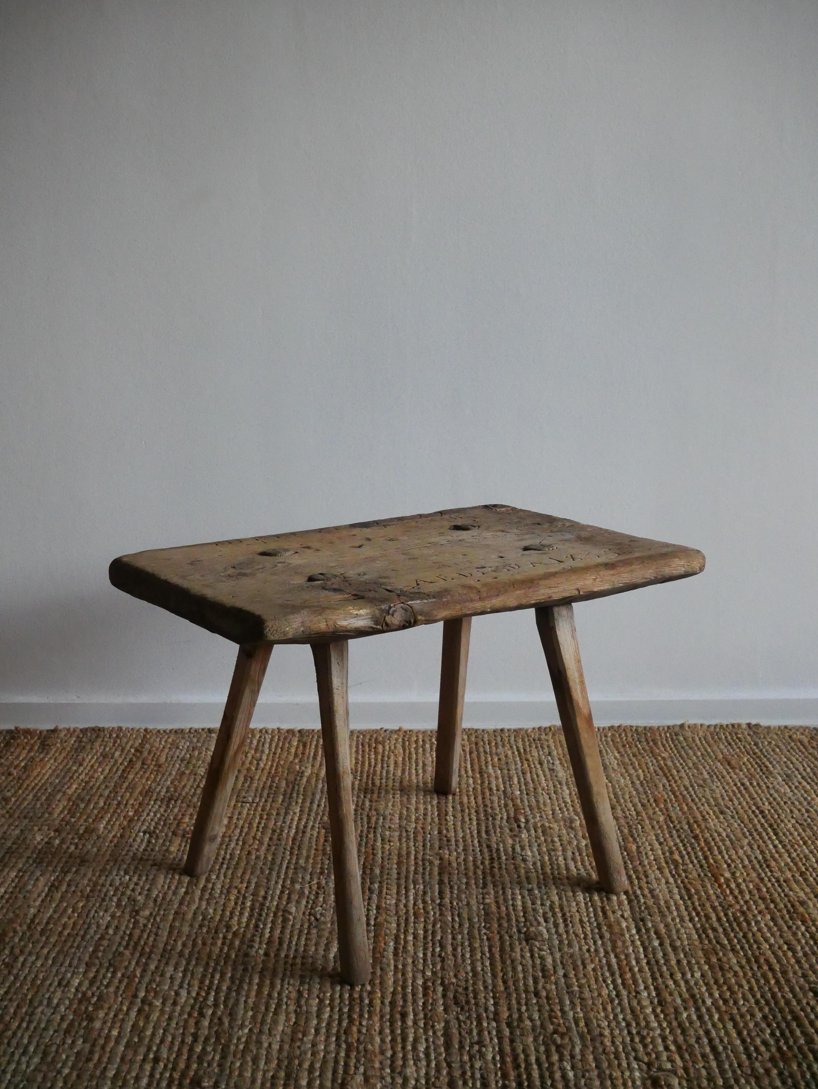 Swedish stool/bench or perfect as a small sidetable in Pine 1828's For Sale 8