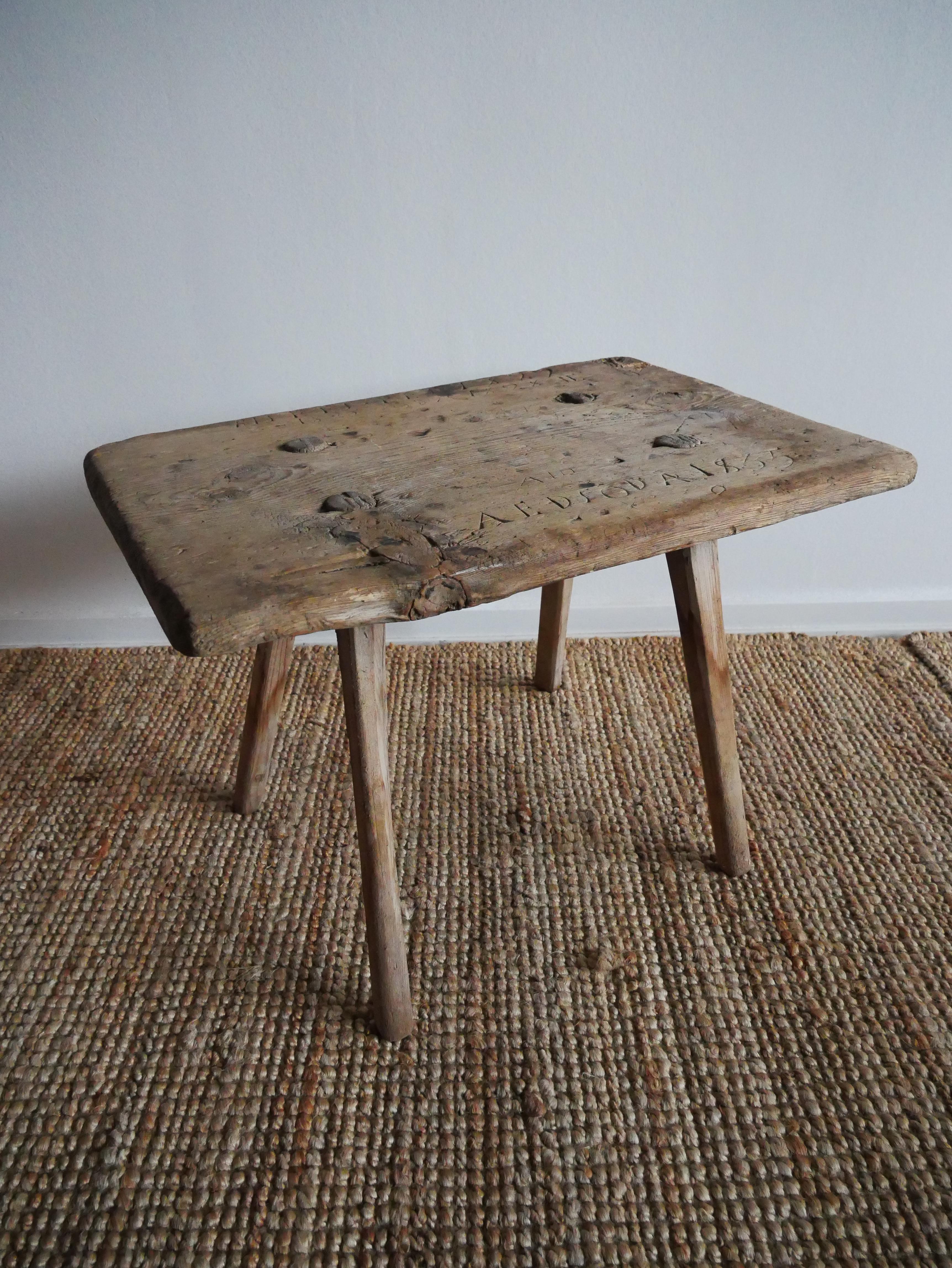 Swedish stool/bench or perfect as a small sidetable in Pine 1828's For Sale 2