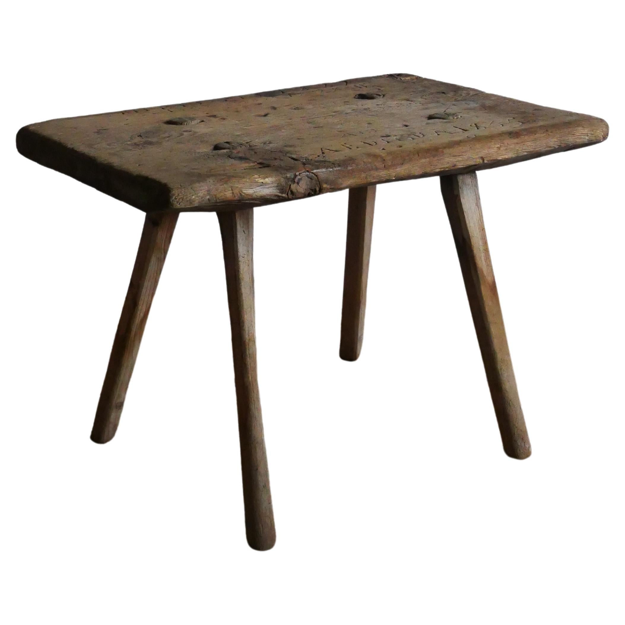 Swedish stool/bench or perfect as a small sidetable in Pine 1828's For Sale