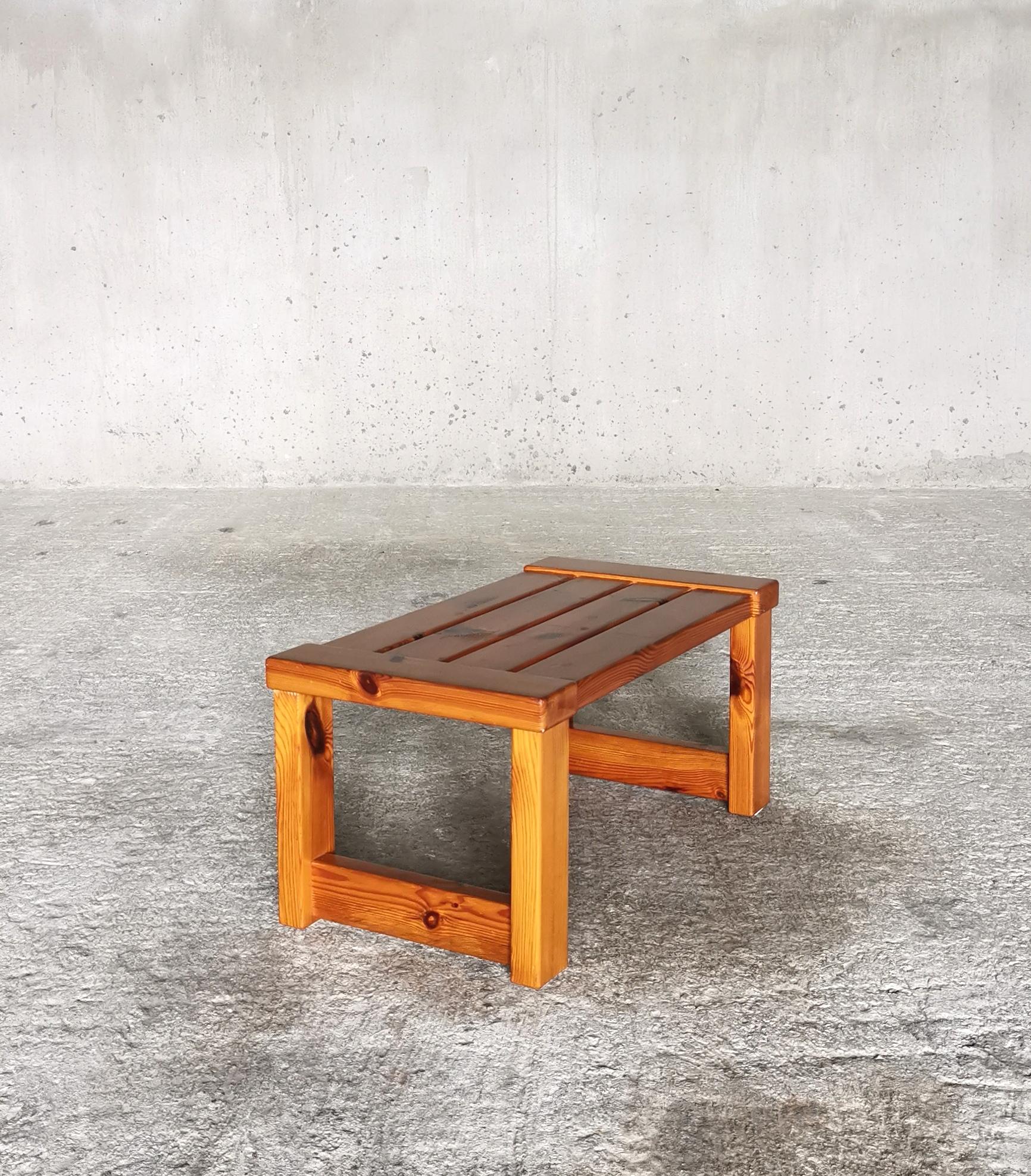 Swedish Stool / Coffee Table in Solid Oregon Pine. Manner of Sven Larsson 1960s For Sale 9
