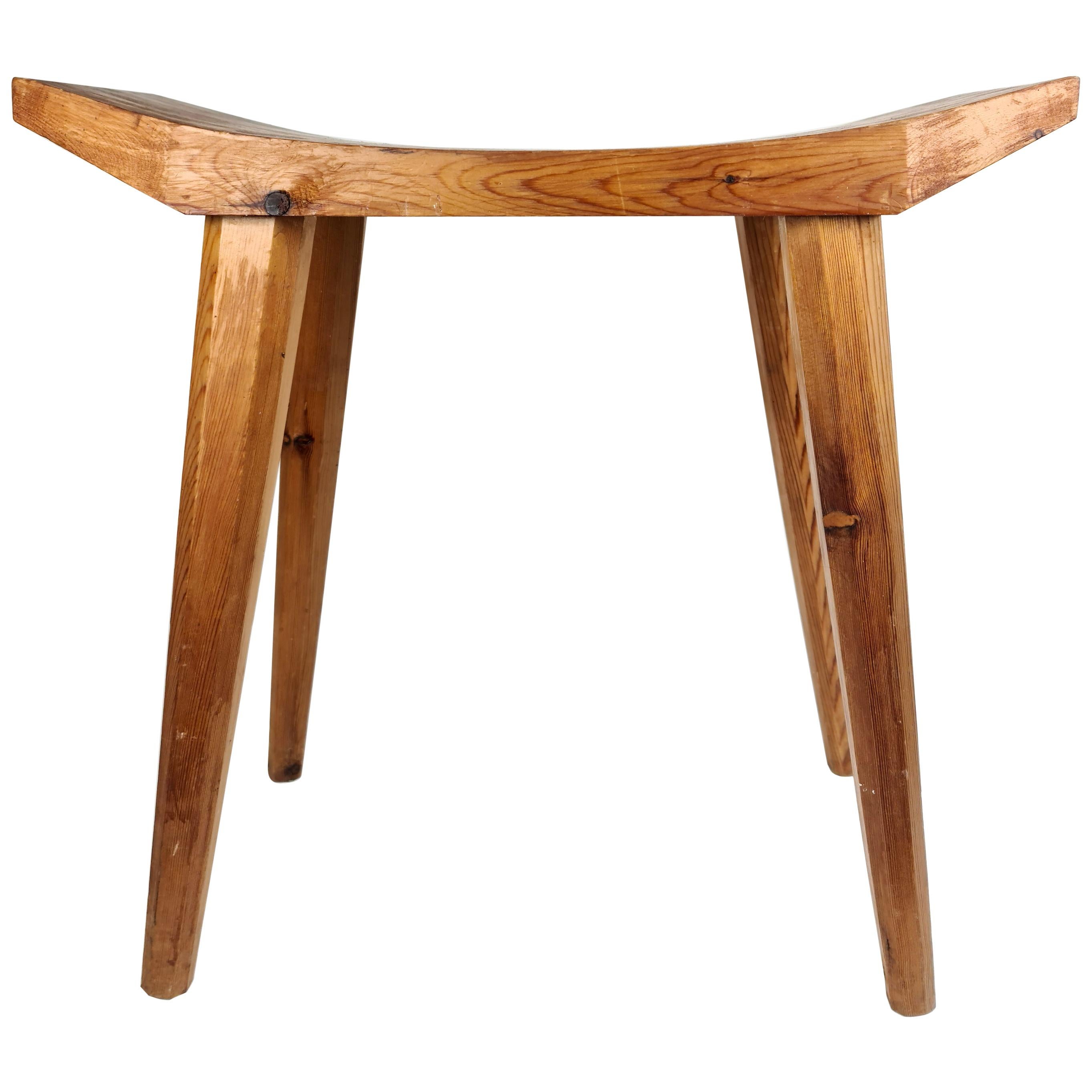Swedish Stool in Lacquered Pine, 1970s For Sale
