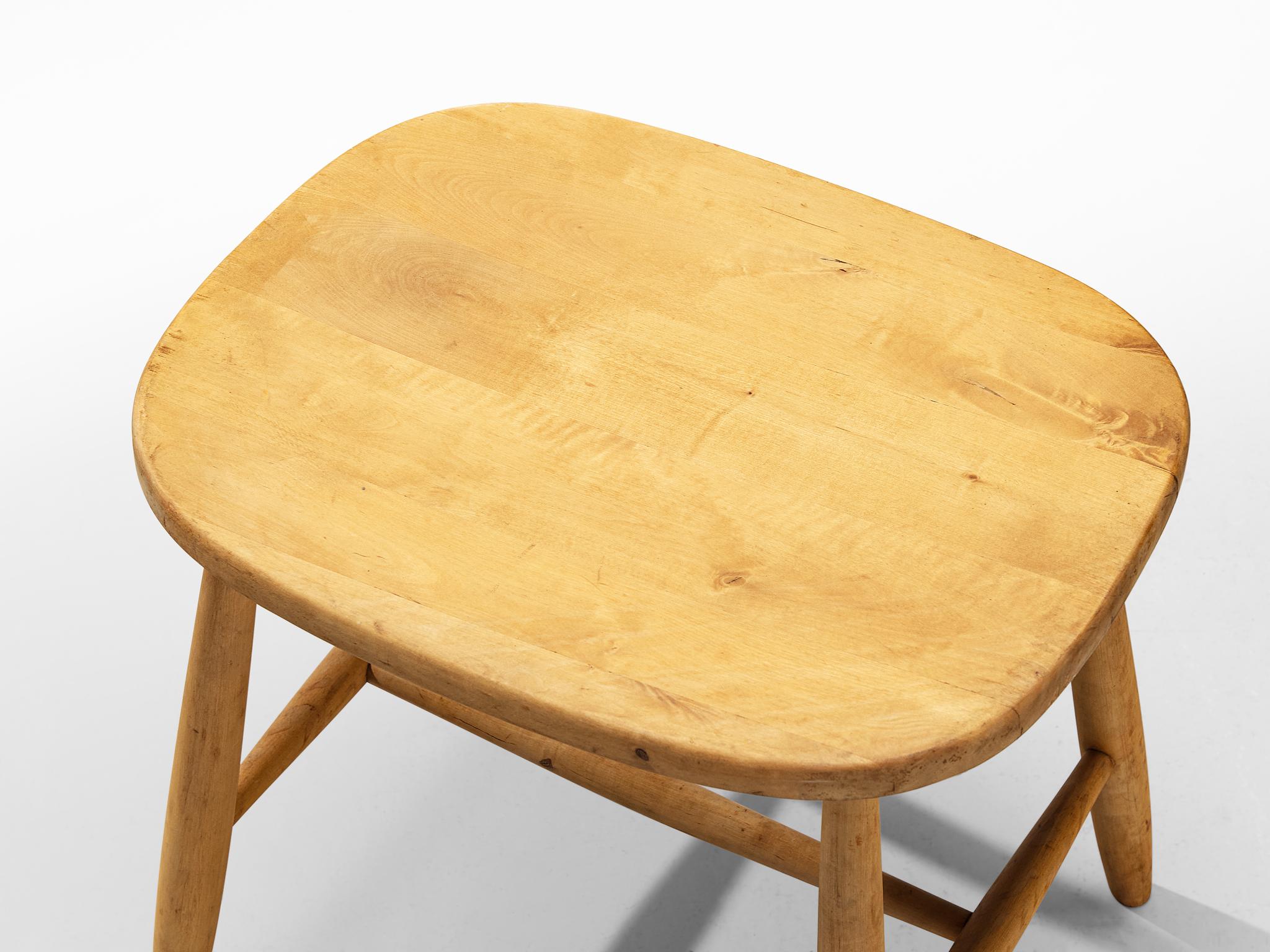 Mid-20th Century Swedish Stool in Maple  For Sale