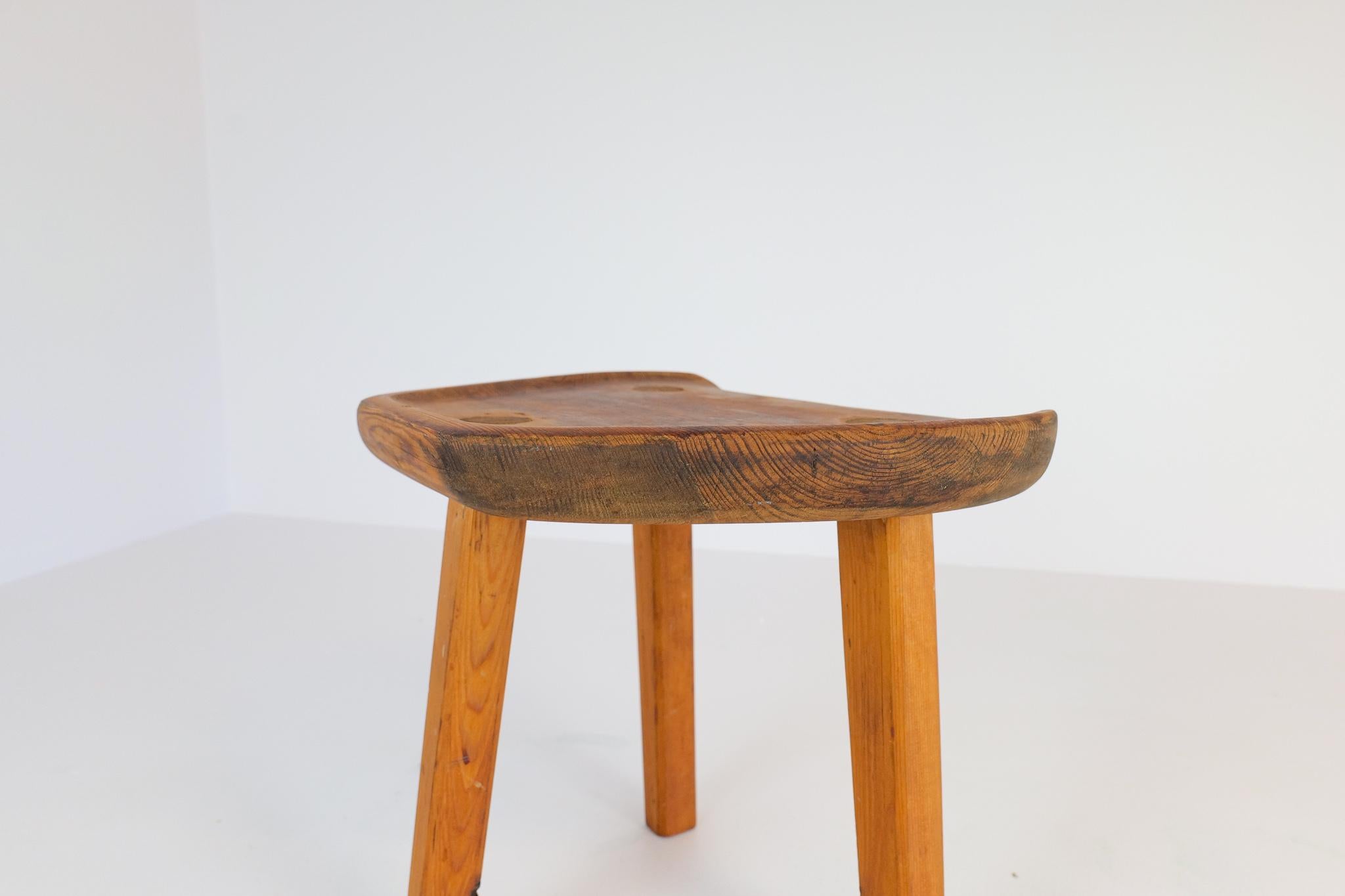 Swedish Stool in Pine, 1960s For Sale 5