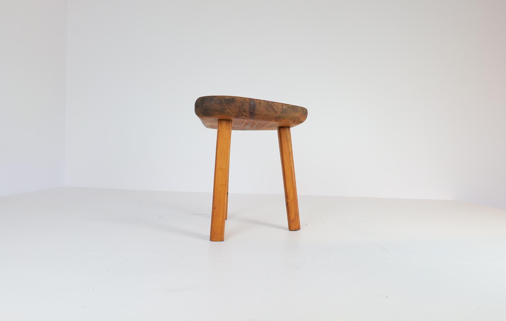 Mid-20th Century Swedish Stool in Pine, 1960s For Sale