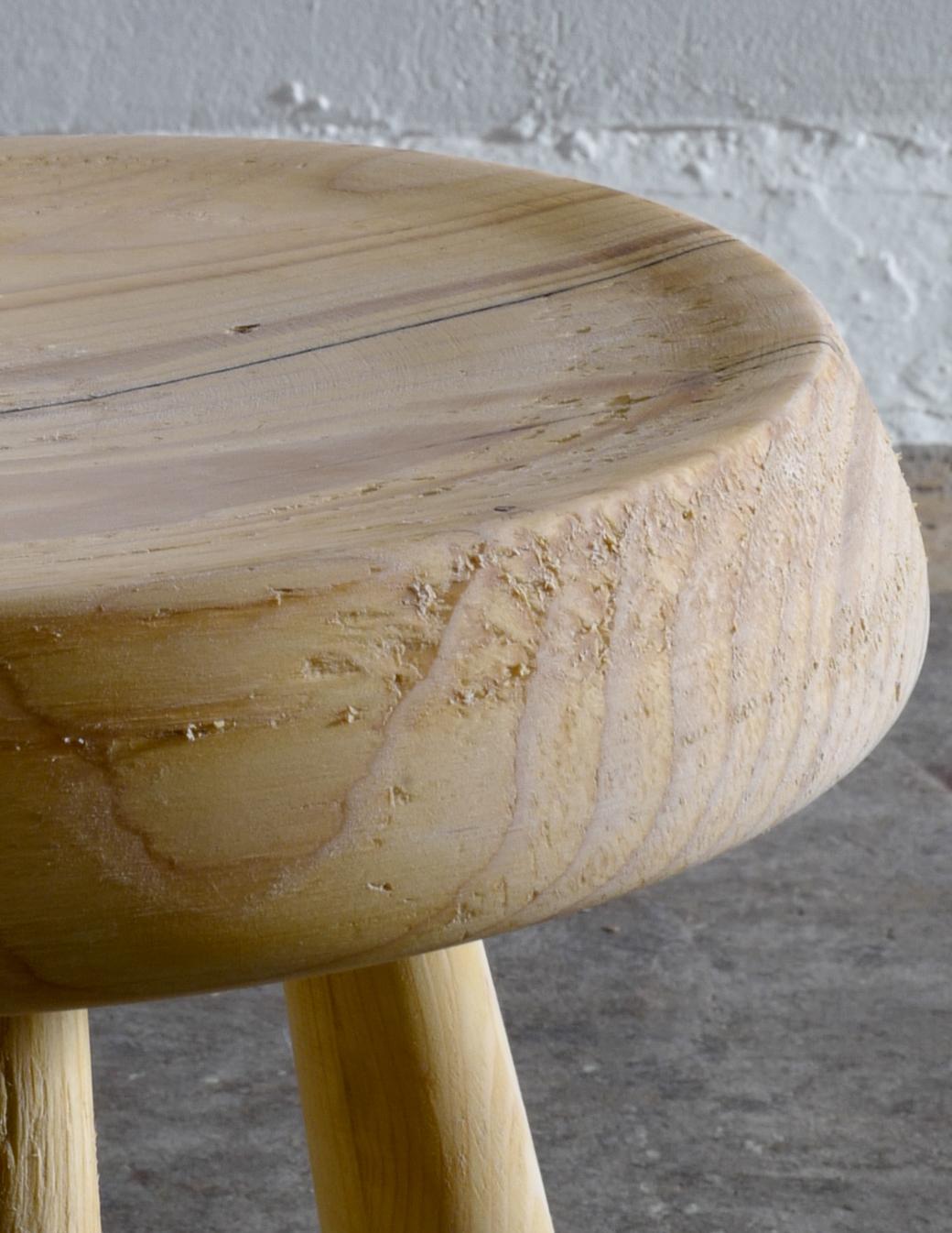 Late 20th Century Swedish Stool in Pine in Style of Charlotte Perriand