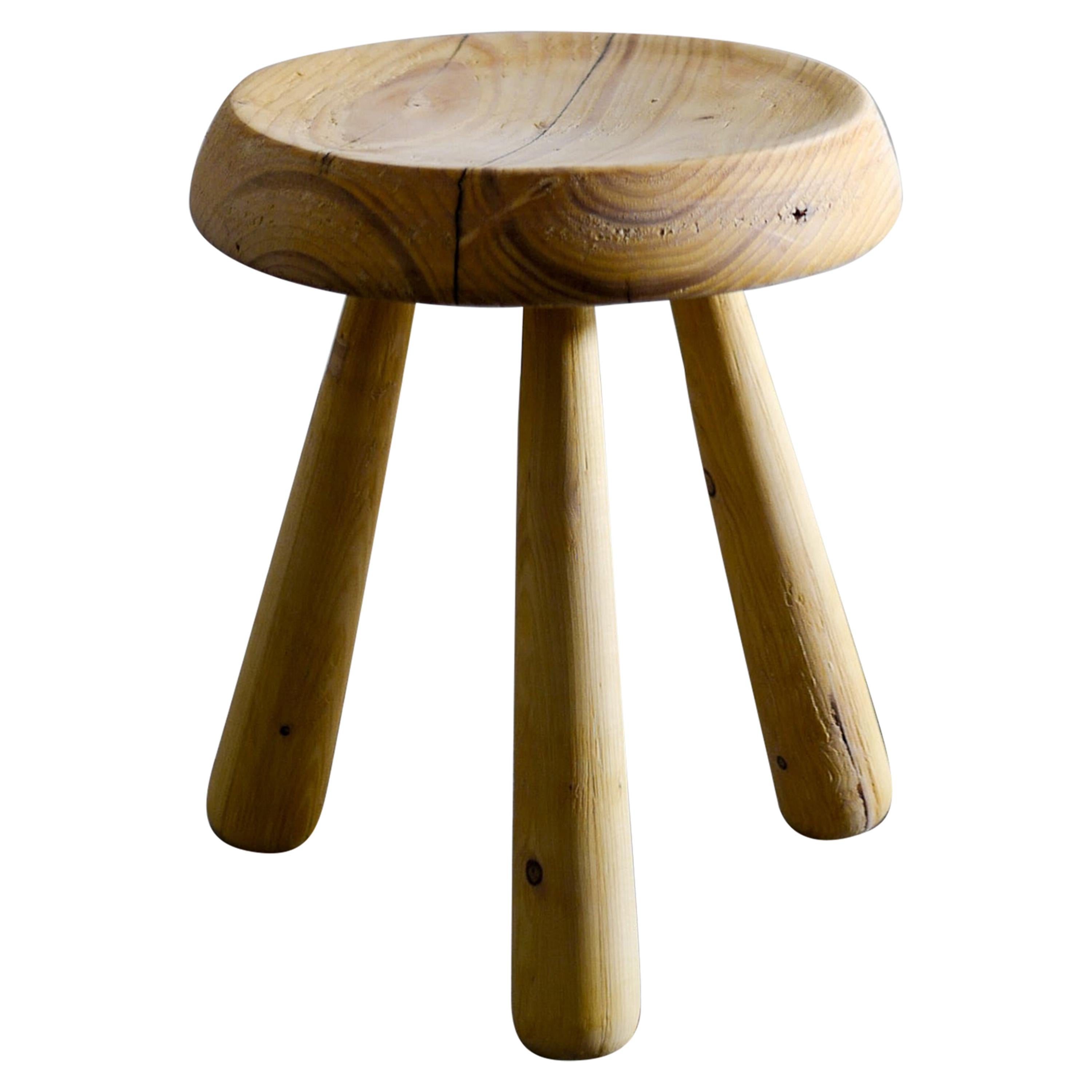 Swedish Stool in Pine in Style of Charlotte Perriand