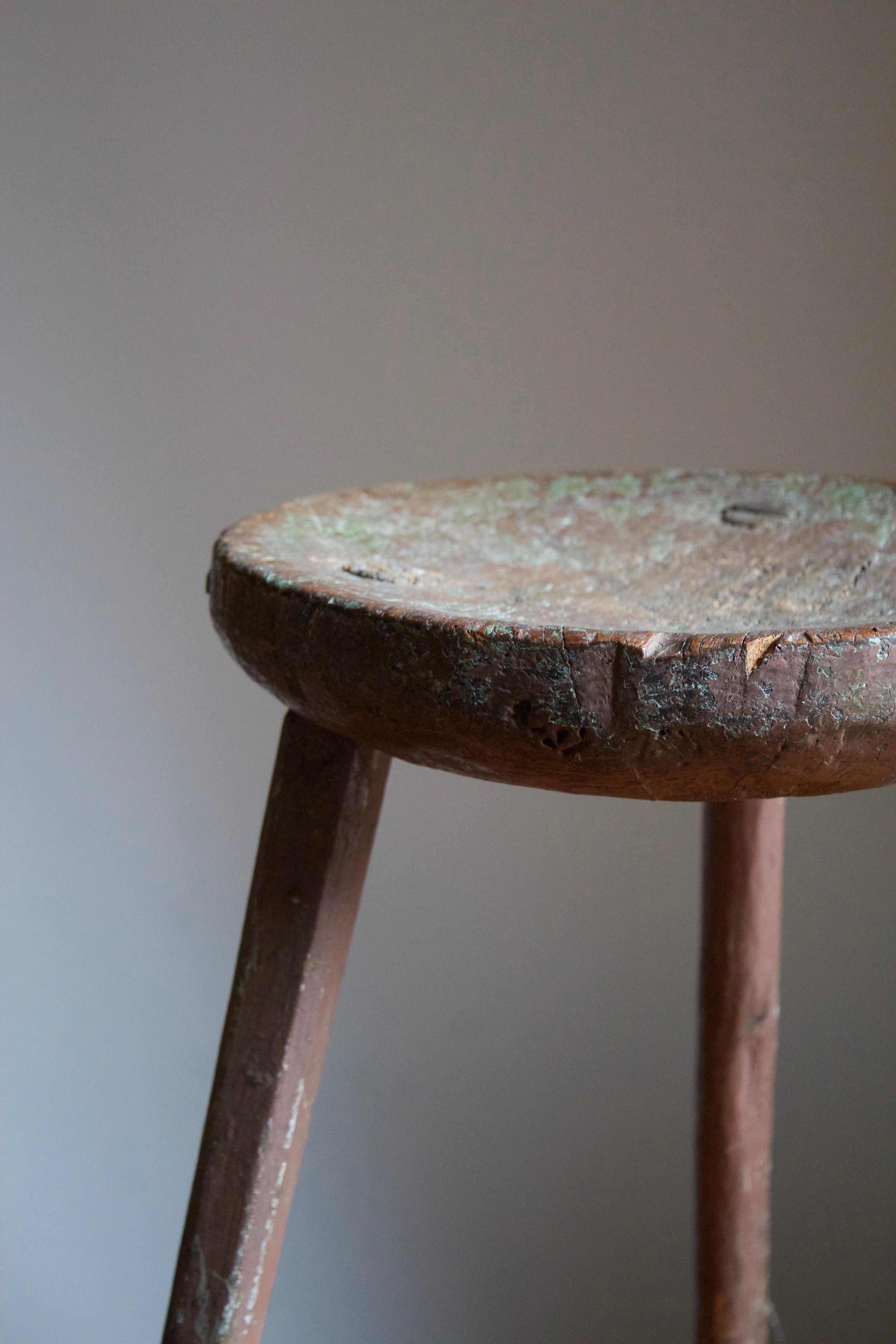 Swedish, Stool, Painted Wood, Sweden, 1940s In Fair Condition In High Point, NC