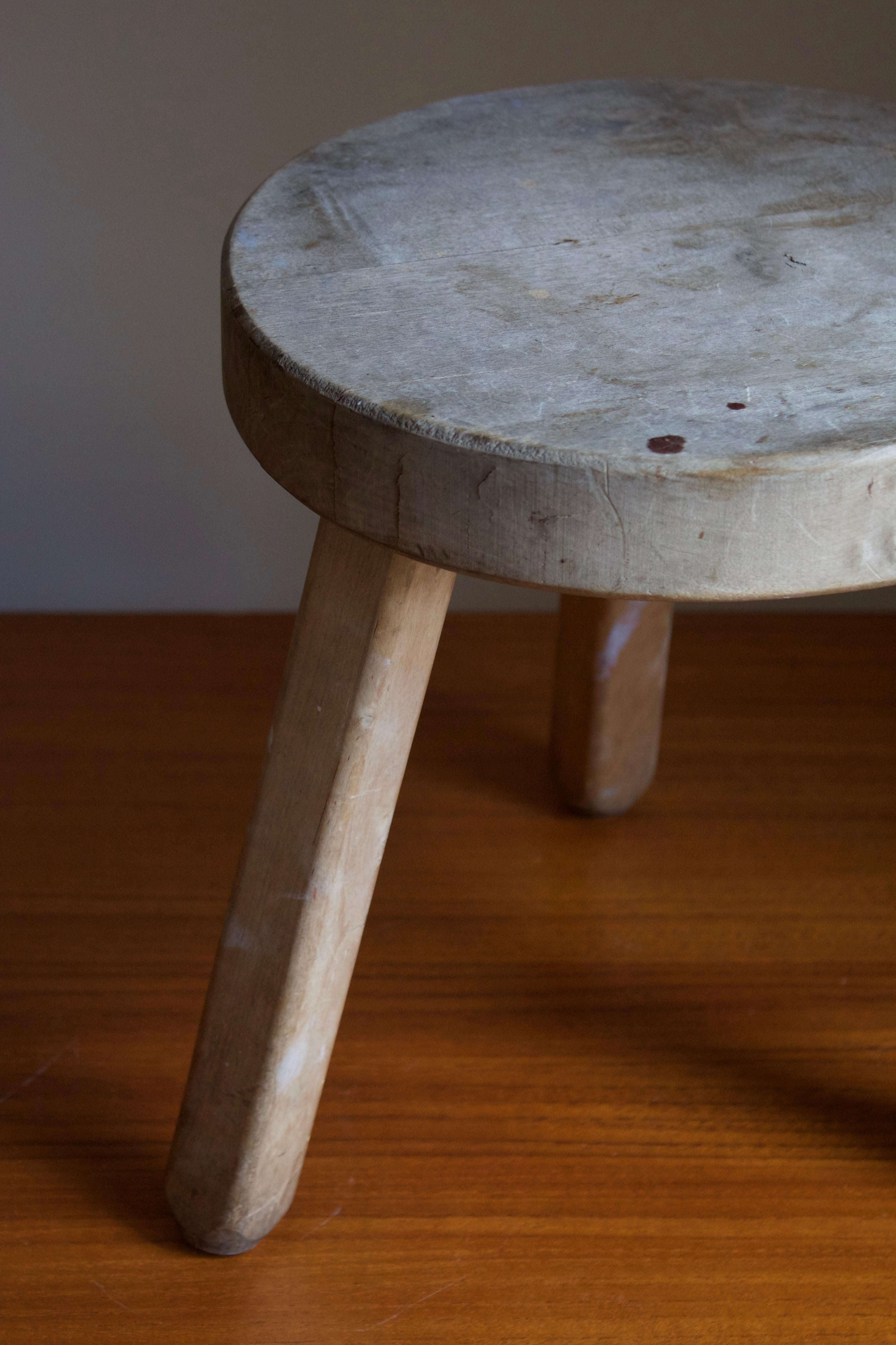Swedish, Stool, Solid Wood, Sweden, 1940s In Fair Condition In High Point, NC