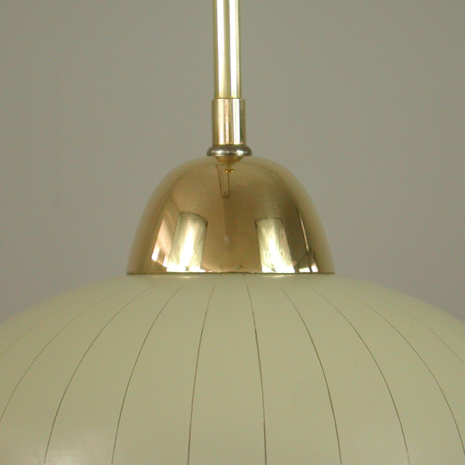 Swedish Striped Glass and Brass Pendants, 1940s to 1950s, Set of 2 For Sale 5