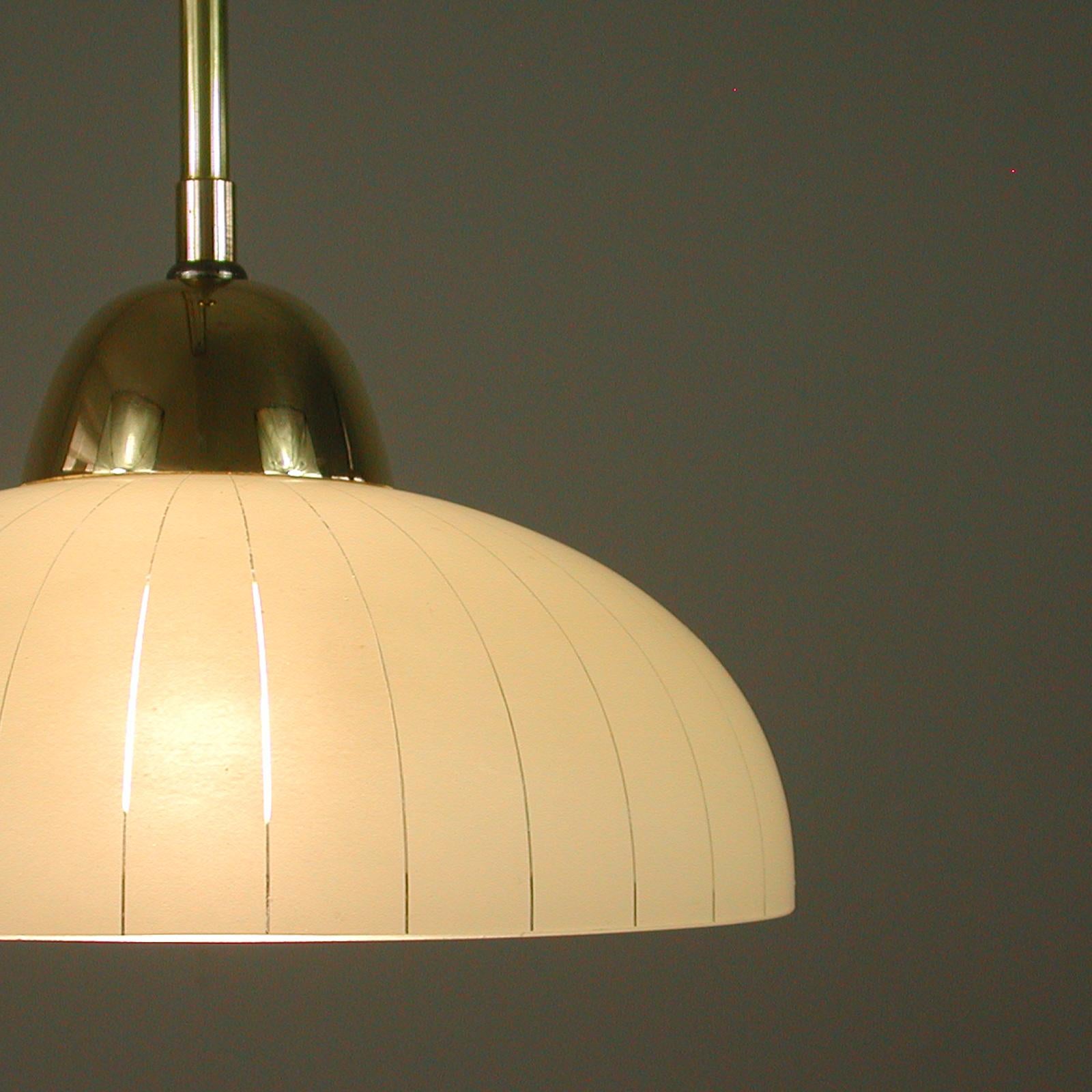 Swedish Striped Glass and Brass Pendants, 1940s to 1950s, Set of 2 For Sale 7