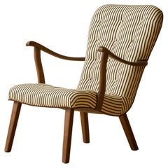 Swedish Striped Lounge Chair c. 1950
s
