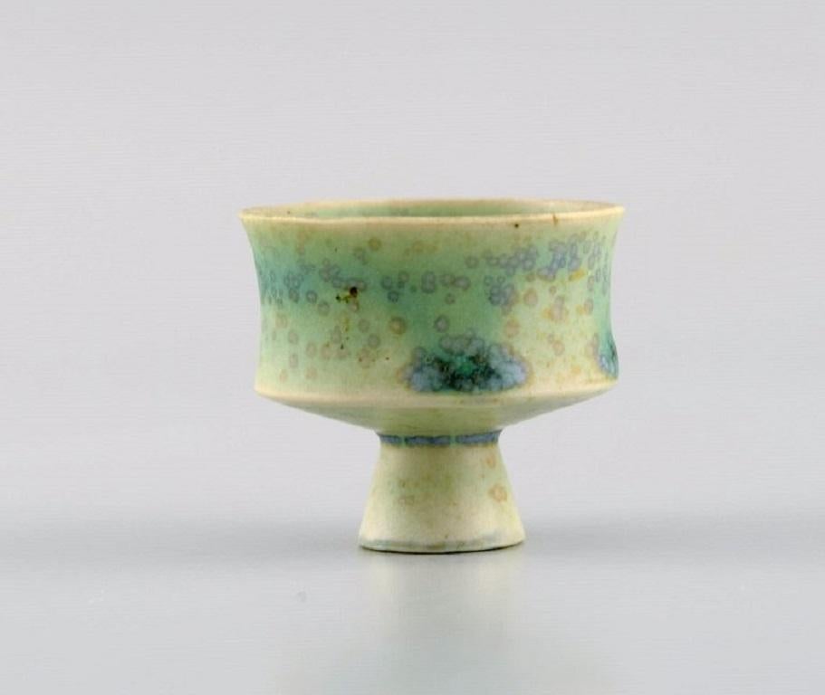 20th Century Swedish Studio Ceramics, Four Unique Miniature Vases in Glazed Stoneware For Sale