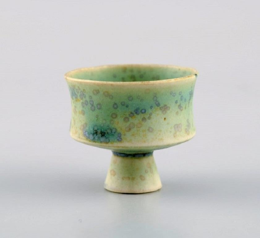 Swedish Studio Ceramics, Four Unique Miniature Vases in Glazed Stoneware For Sale 1