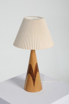 Swedish Studio Craft Table Lamp Base in Pine with Inlay Detail, 1970s
