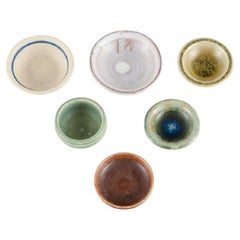 Swedish studio potters, six miniature bowls. Late 1900s. 