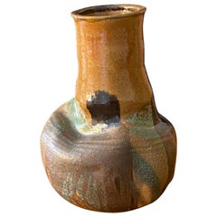 Swedish Studio Pottery, Organic Freeform Vase, Hand Painted and Dated 1978