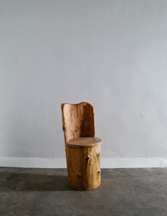 Swedish Stump Kubbestol Brutalist Primitive Chair in Pine, 1960s