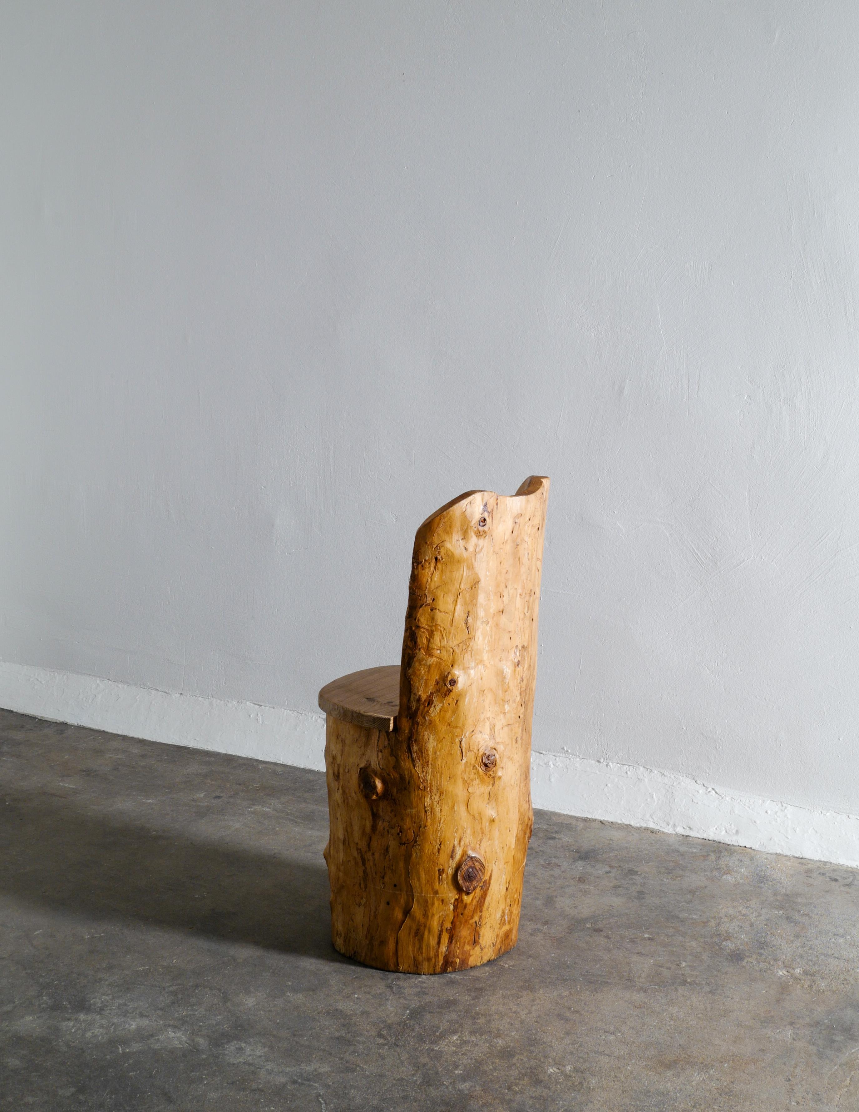 Swedish Stump Kubbestol Brutalist Primitive Chair in Pine, 1960s 1