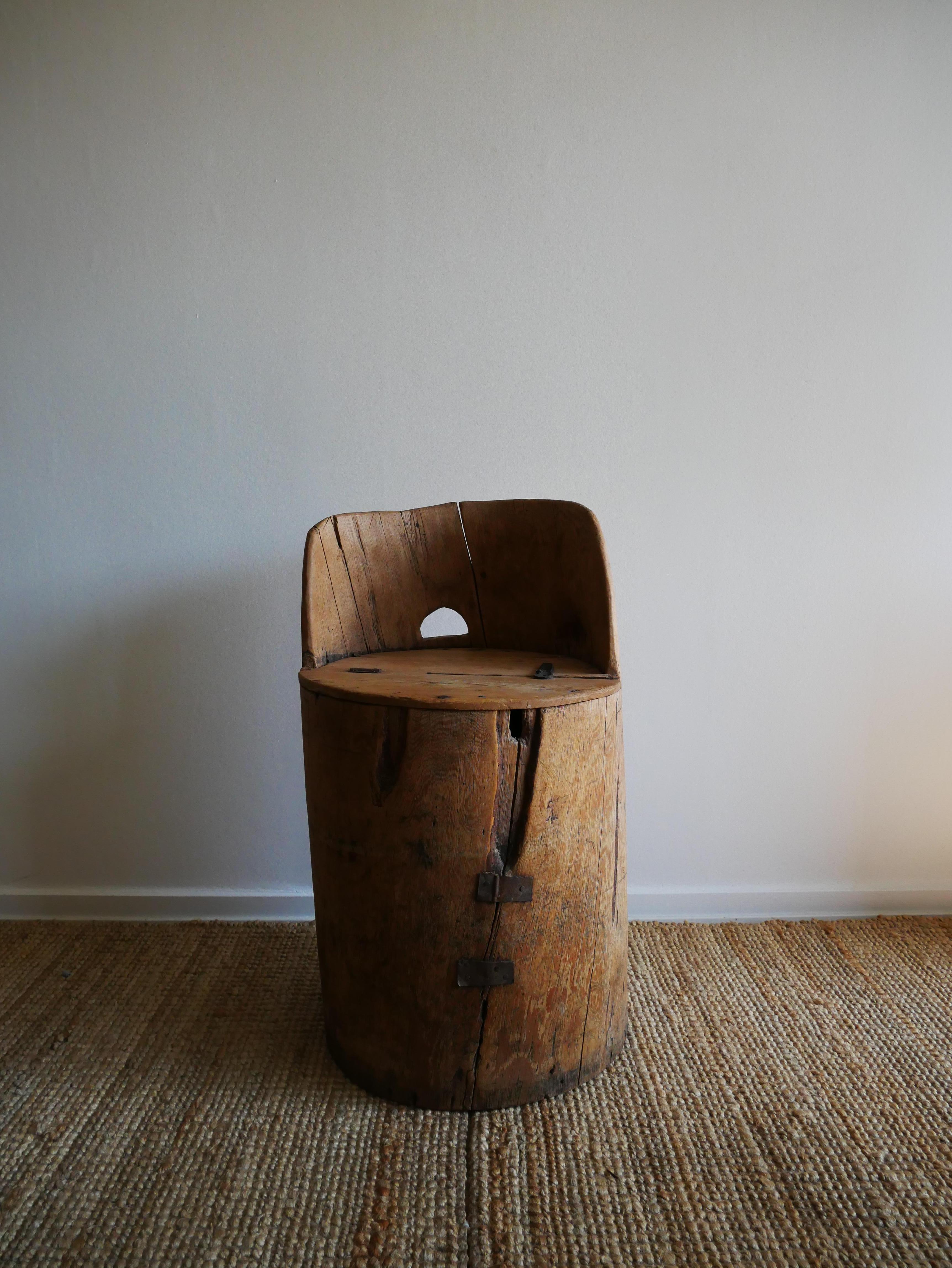 Pine Swedish Stump Chair 1850's  For Sale