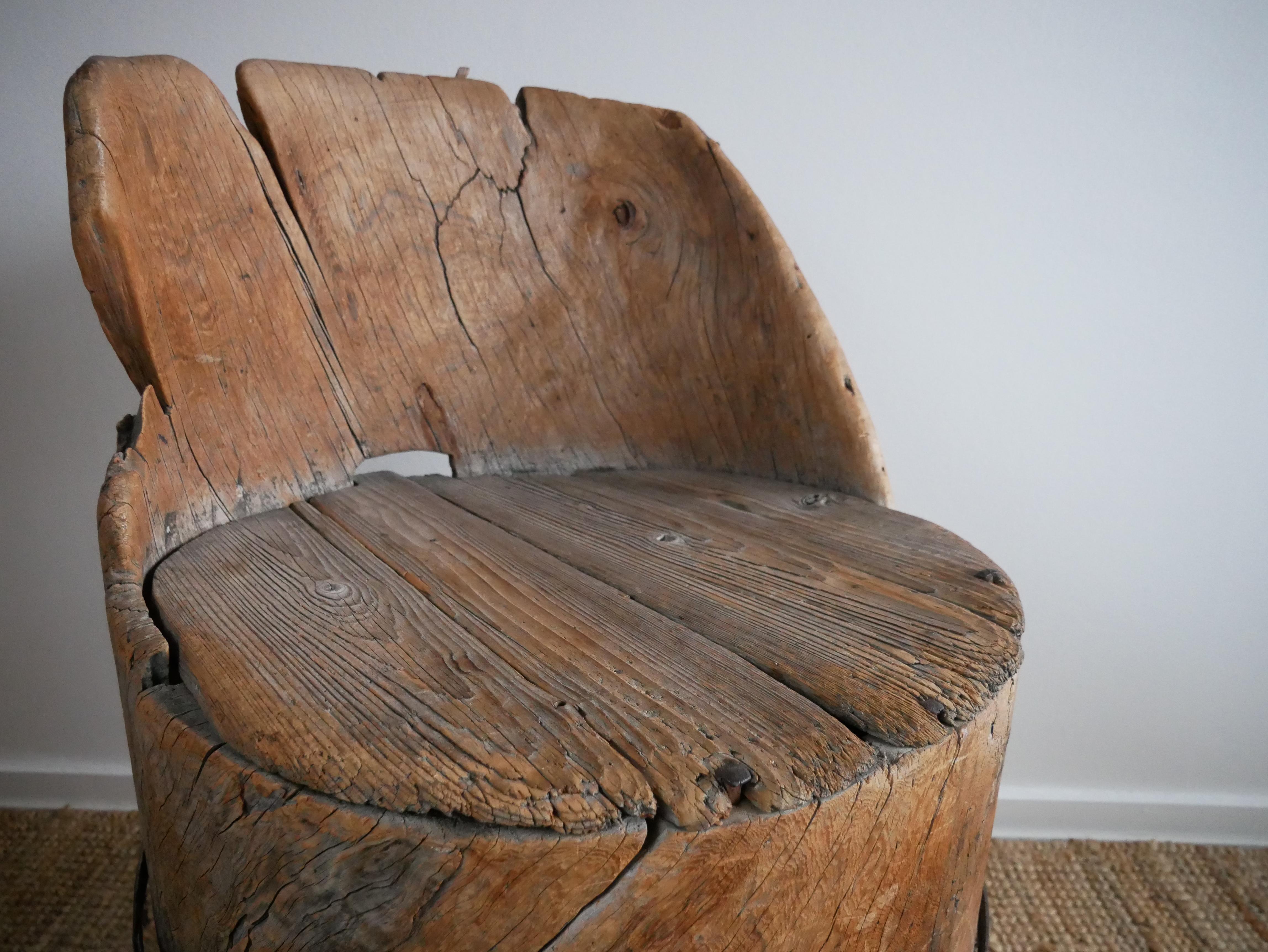 Hand-Carved Swedish Stump Chair For Sale