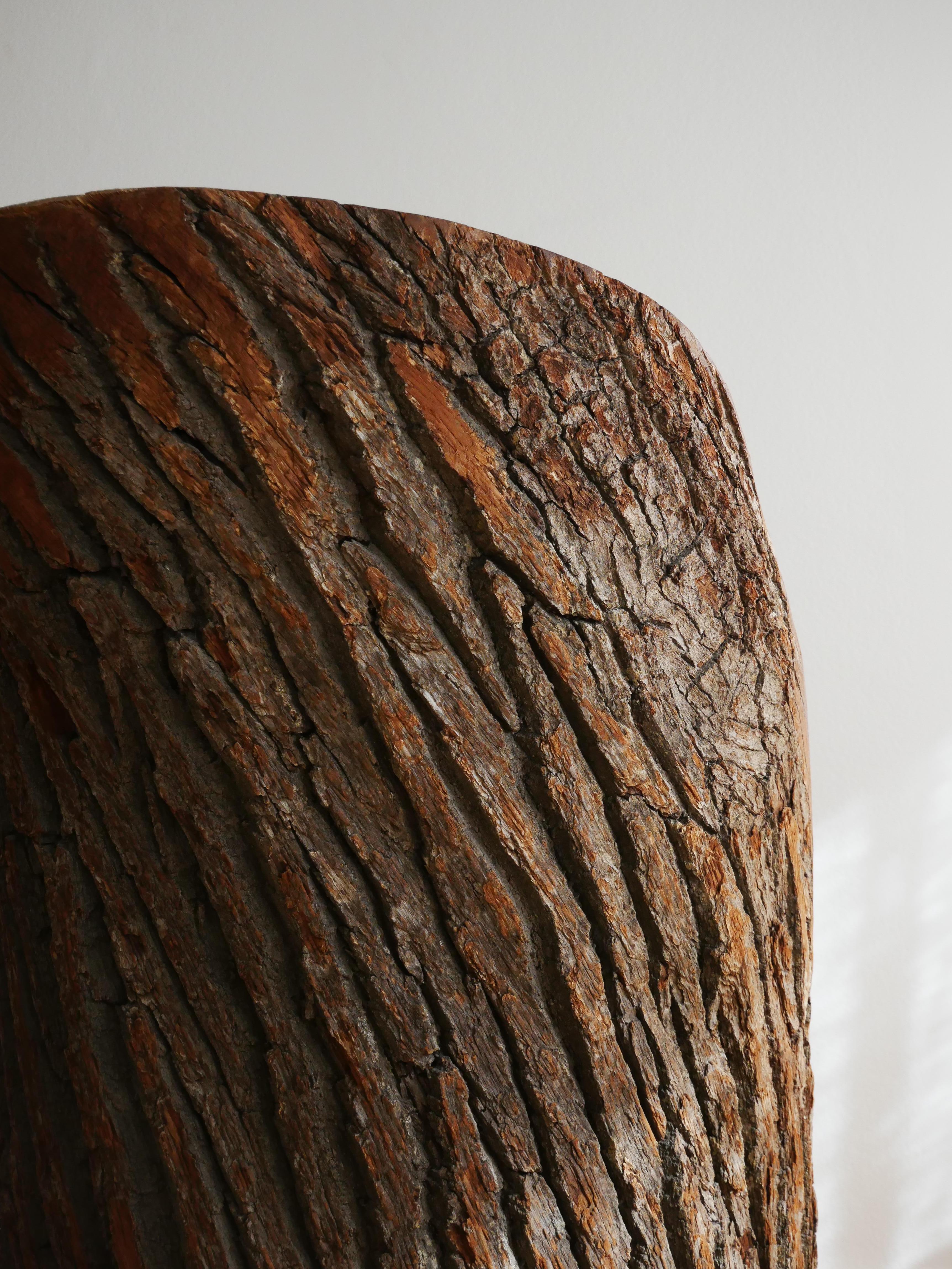 Pine Swedish Stump Chair with Bark, 1940s