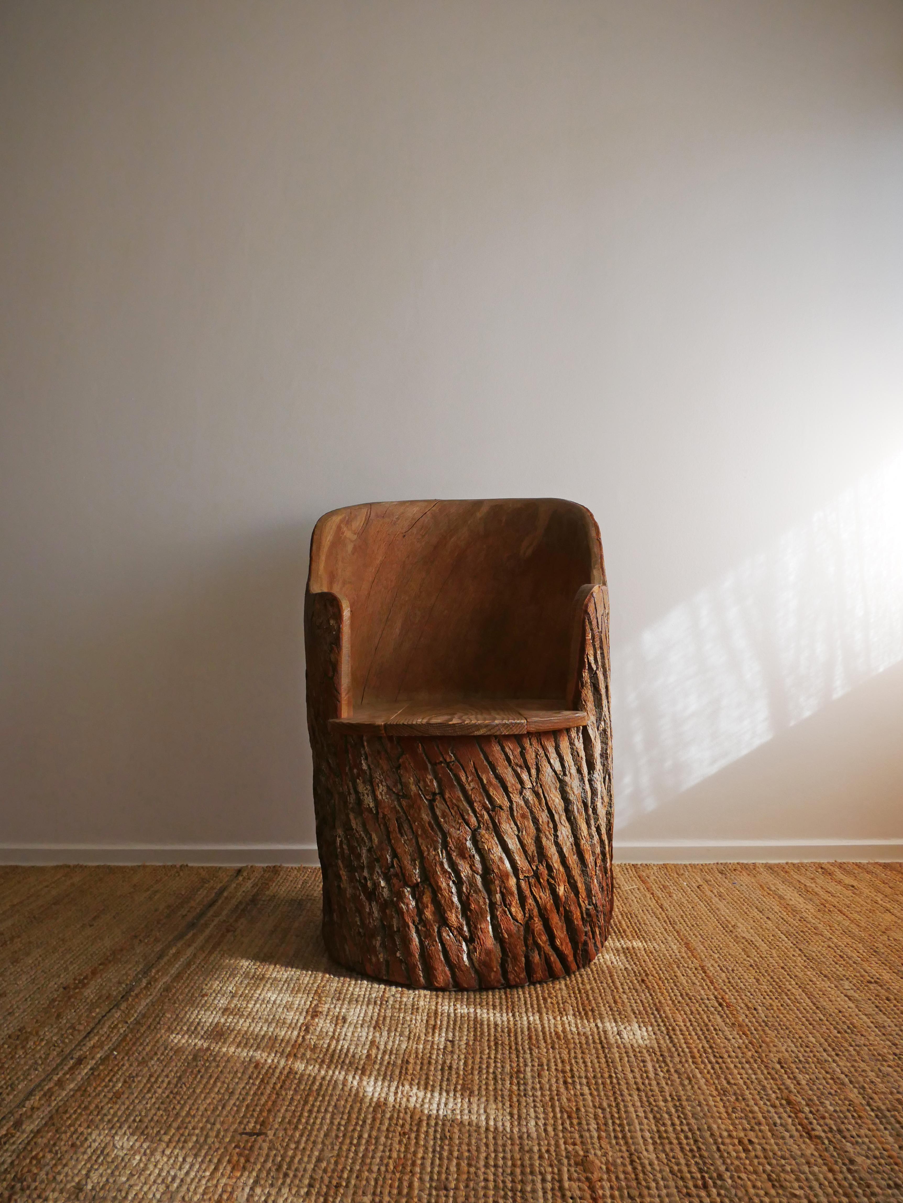 scandinavian tree trunk chair