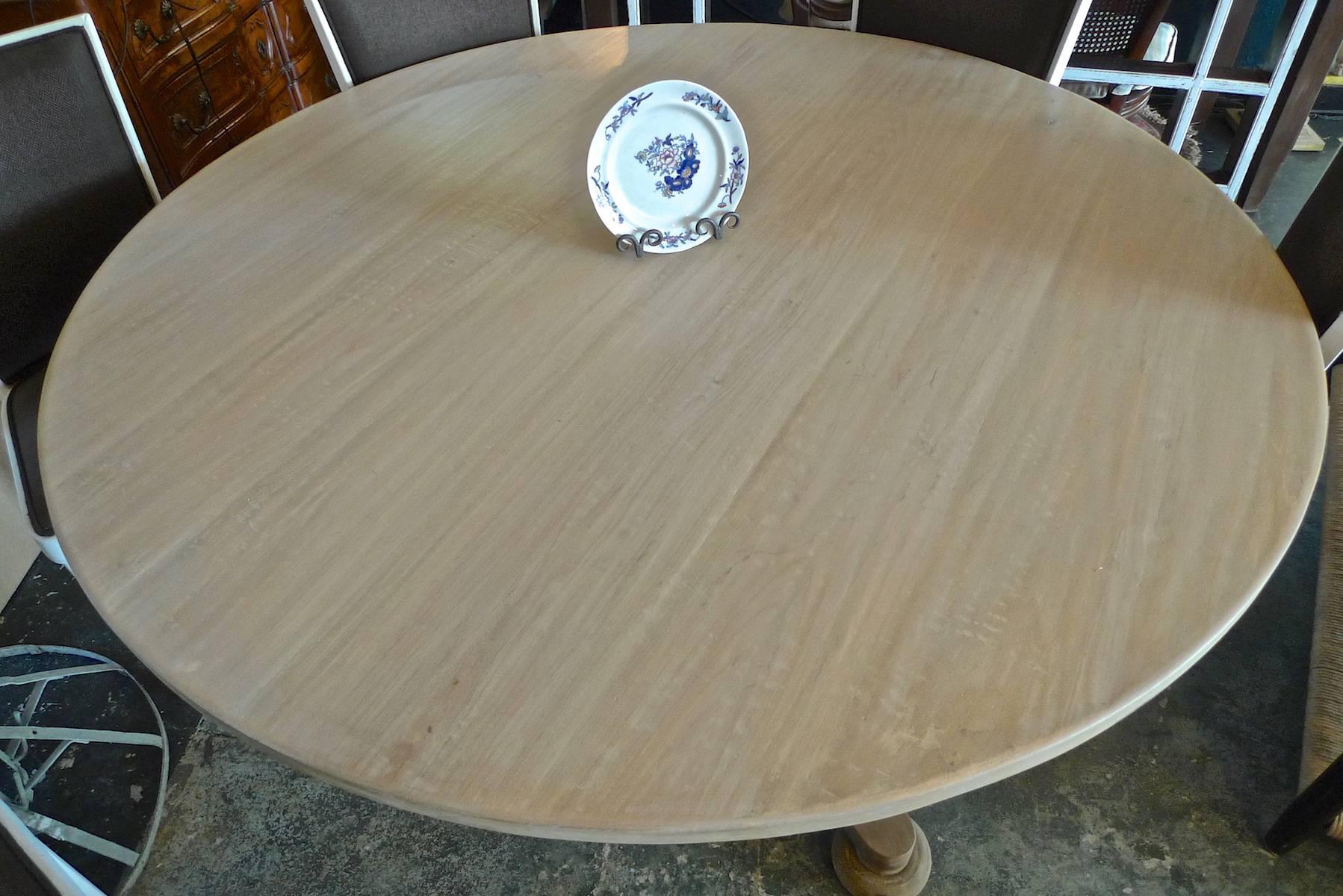Swedish Style Alder-Wood Round Pedestal Table, Made to Customers Specifications In Excellent Condition For Sale In Santa Monica, CA