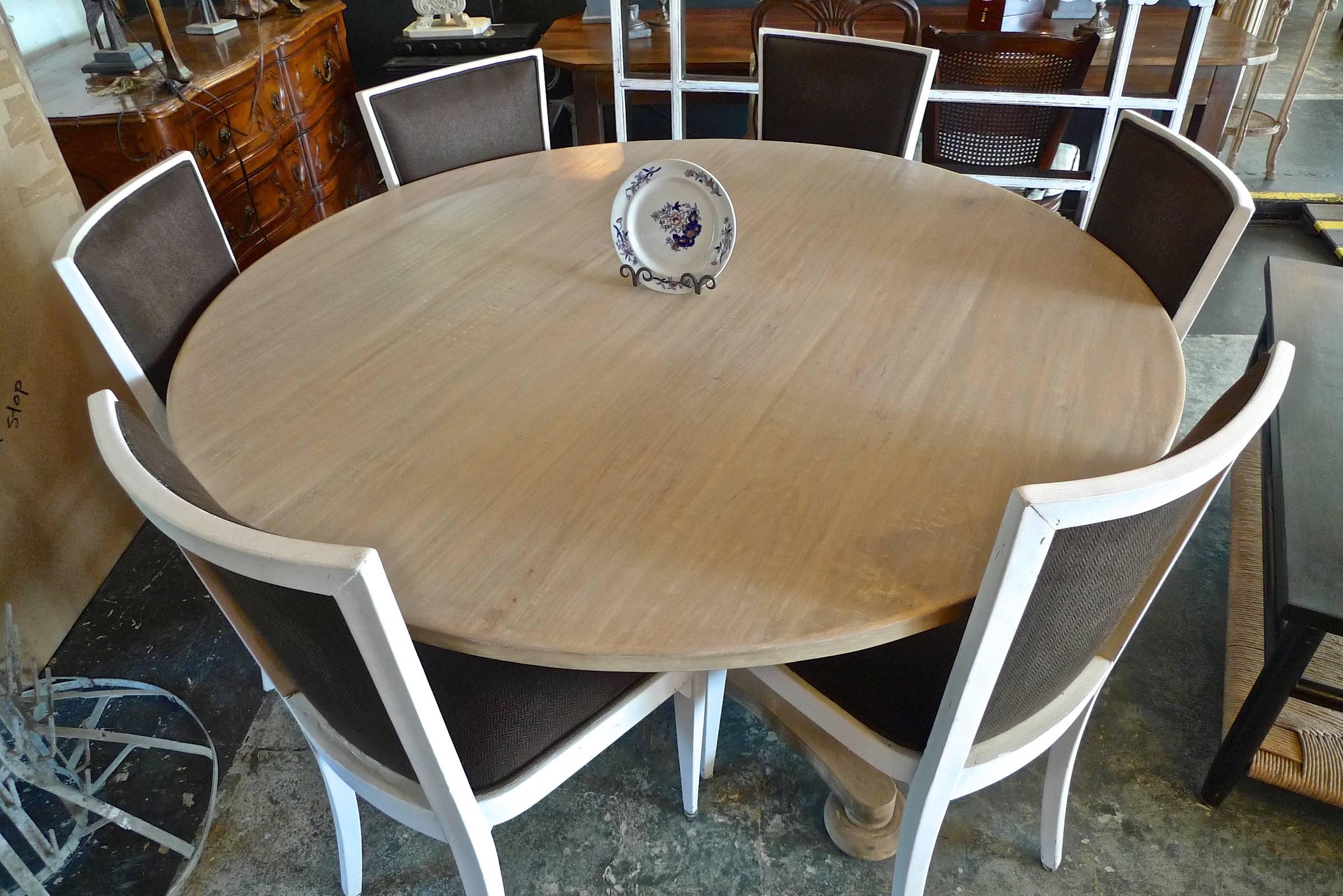 Contemporary Swedish Style Alder-Wood Round Pedestal Table, Made to Customers Specifications For Sale