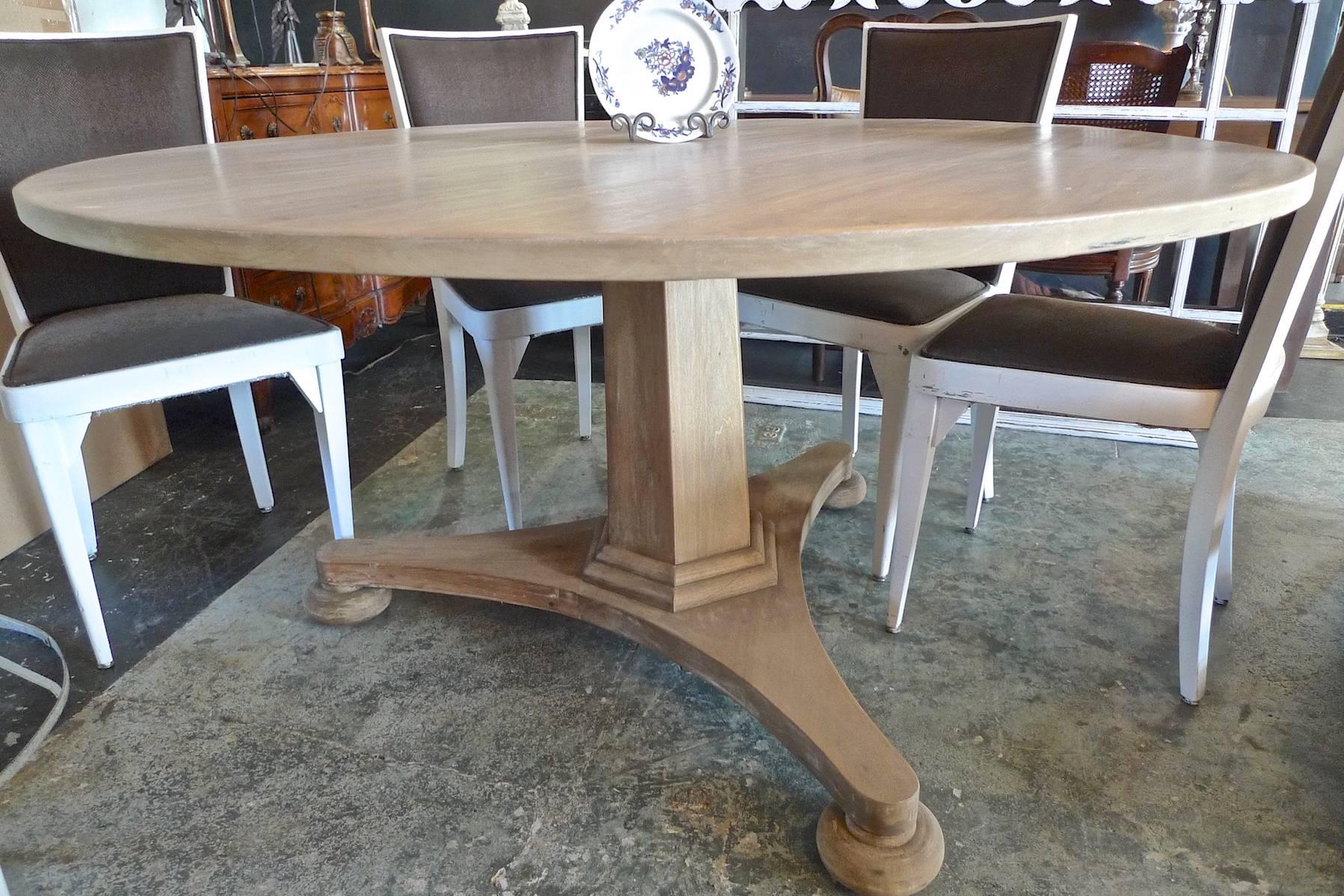 Swedish Style Alder-Wood Round Pedestal Table, Made to Customers Specifications For Sale 1