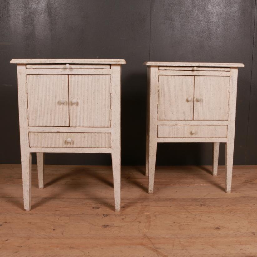 Pine Swedish Style Bedside Cupboards For Sale