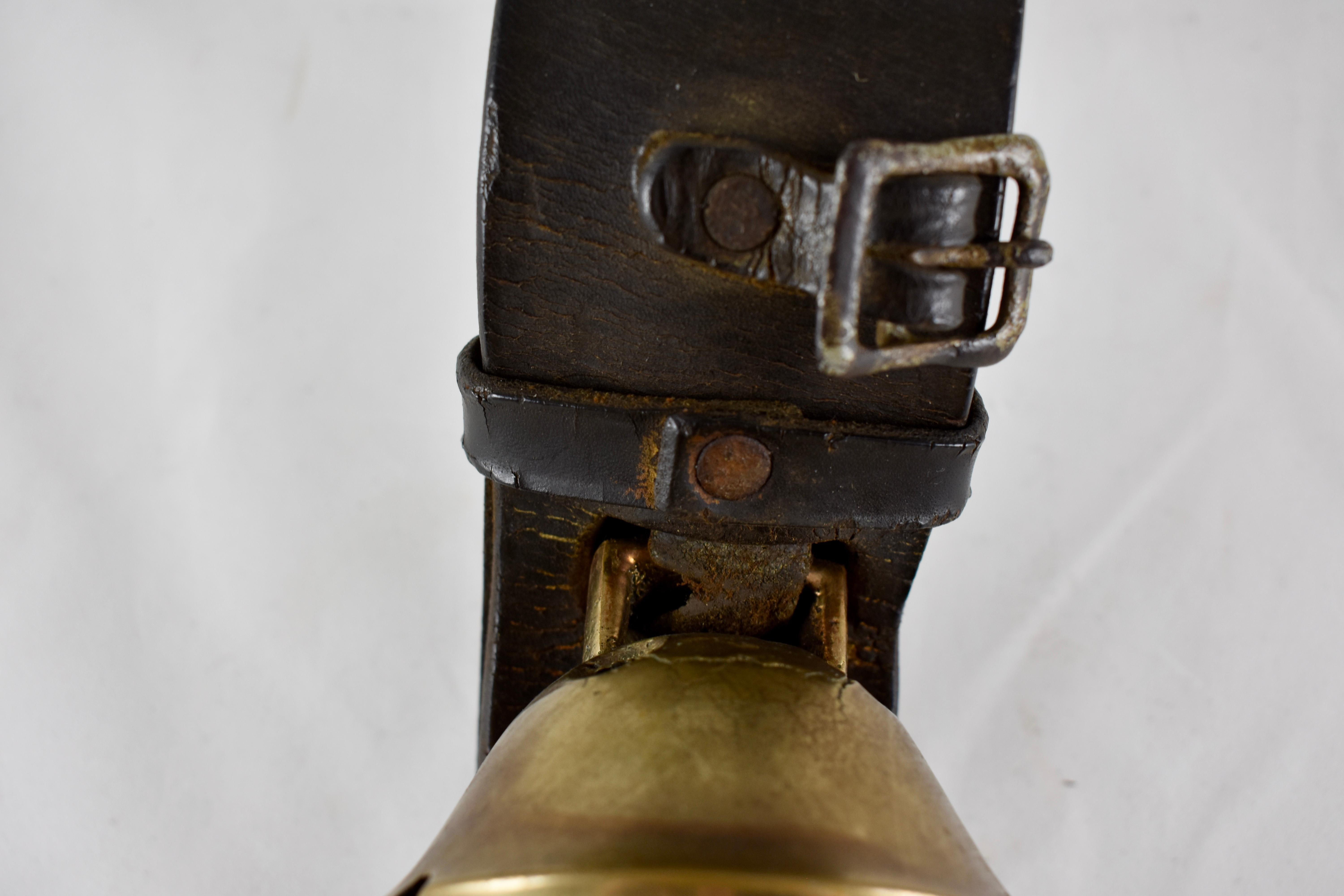 Swedish Style Brass Sleigh Bells, Leather Horse Rump Strap, circa 1880s 2