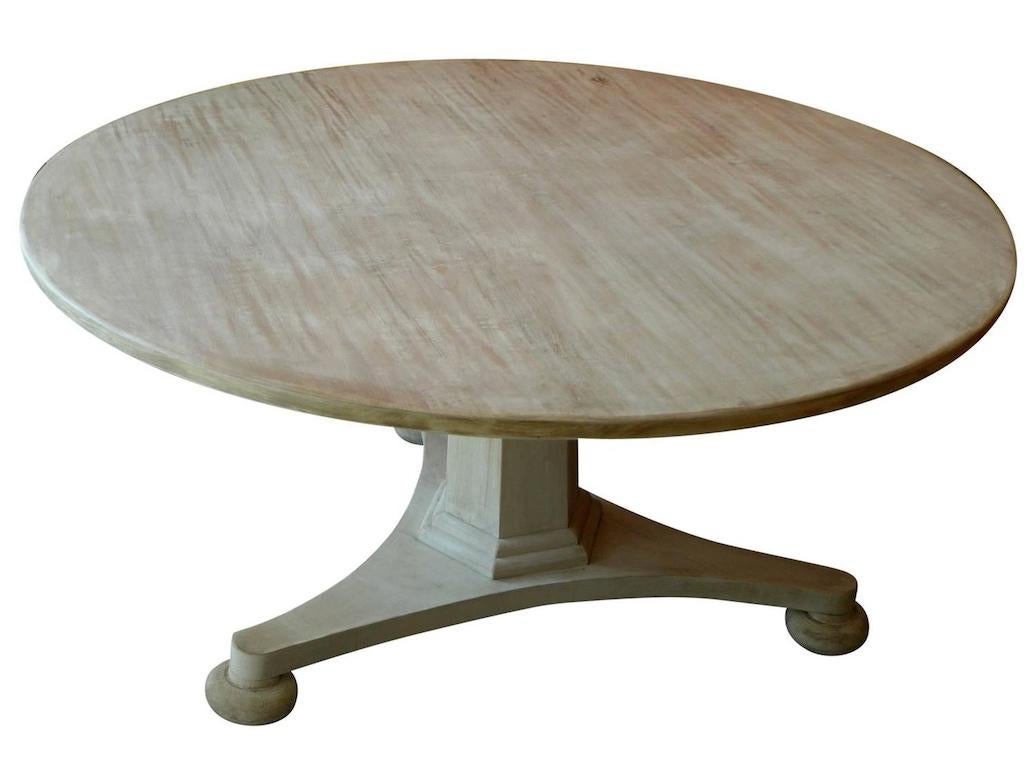 Swedish Style Contemporary Alder-Wood Round Pedestal Table For Sale 10