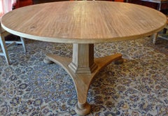 Swedish Style Contemporary Alder-Wood Round Pedestal Table