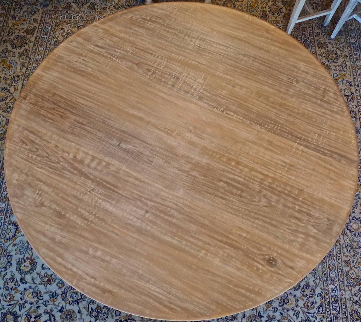 Swedish Style Contemporary Alder-Wood Round Pedestal Table In Excellent Condition In Santa Monica, CA