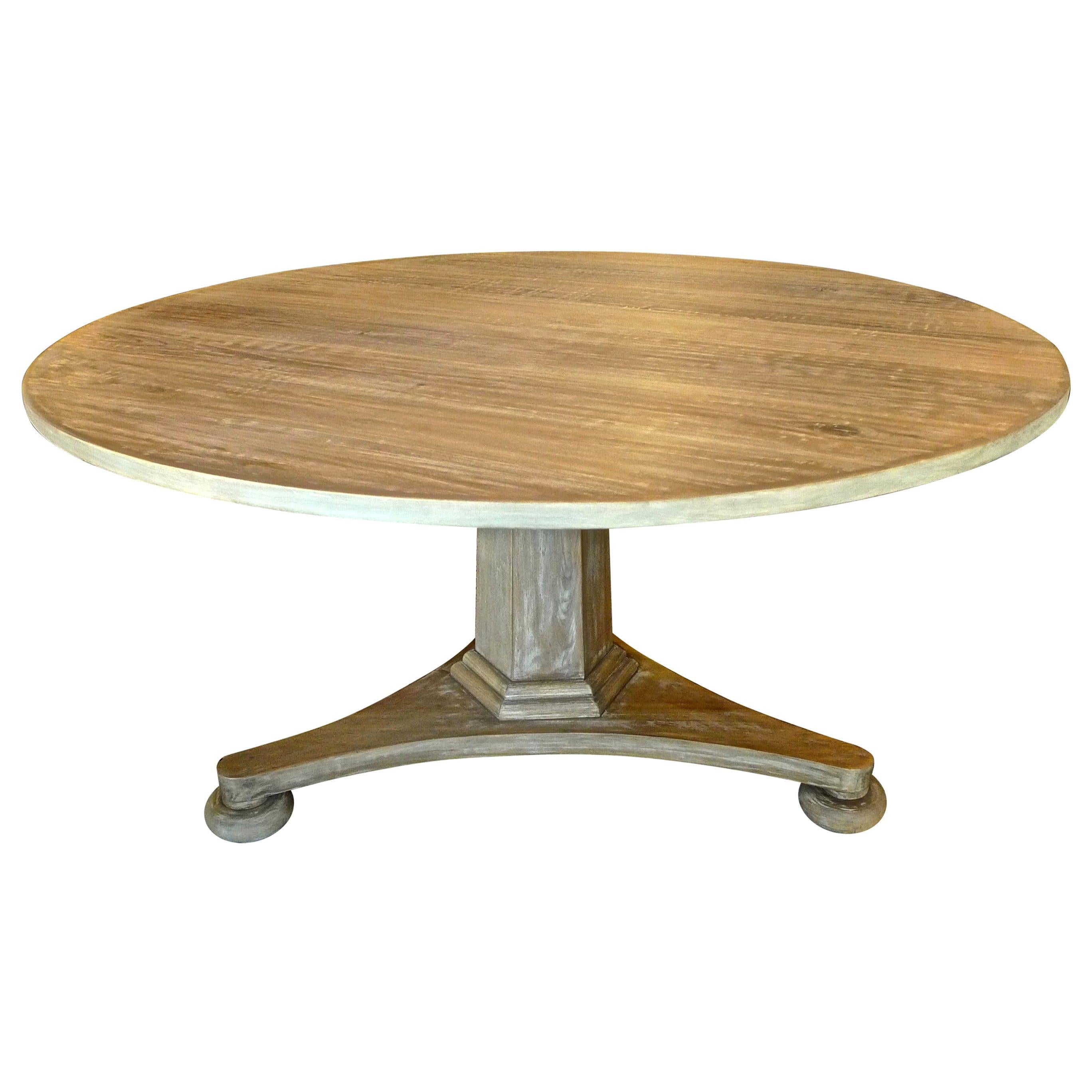 Swedish Style Contemporary Alder-Wood Round Pedestal Table