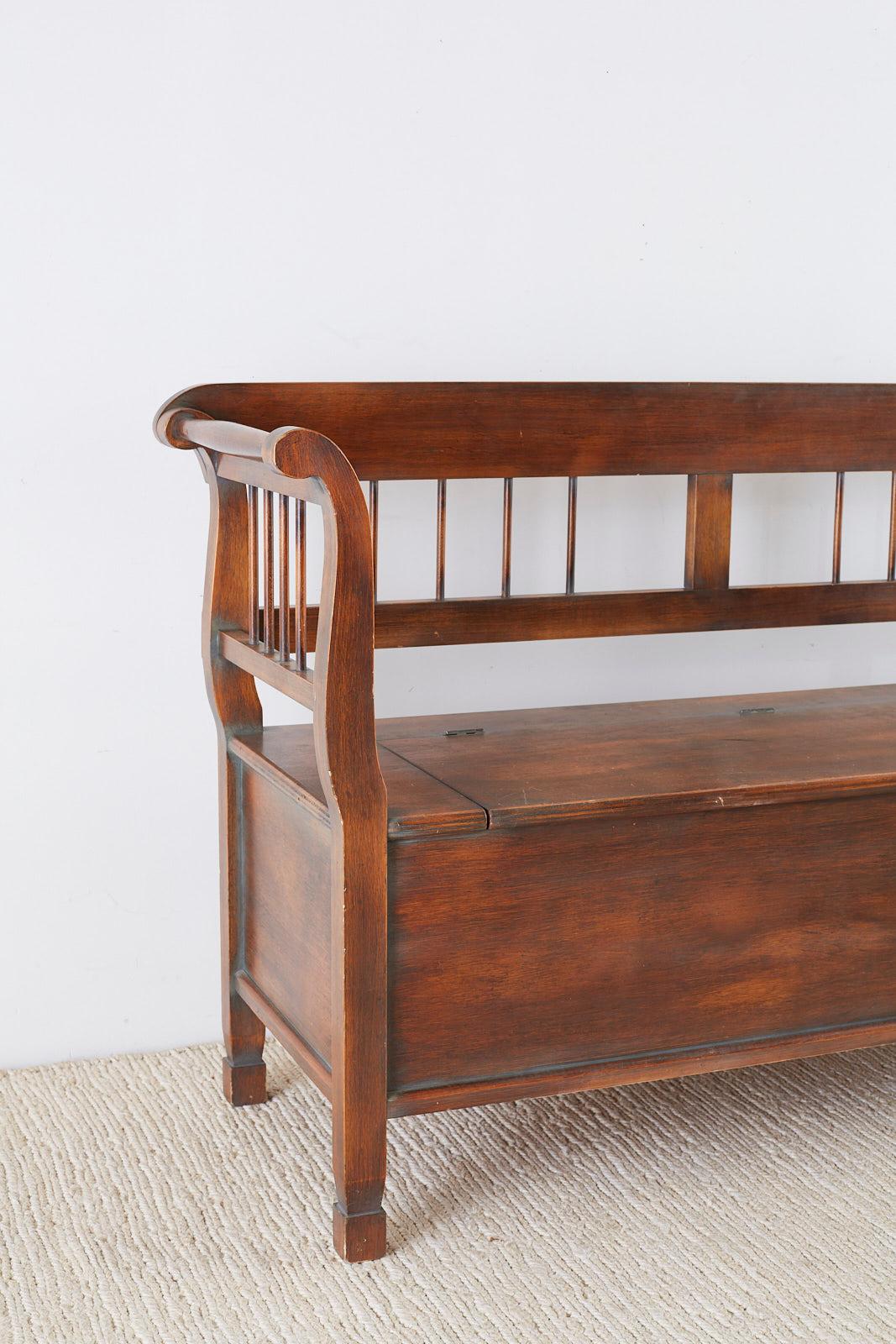 wooden bench with storage