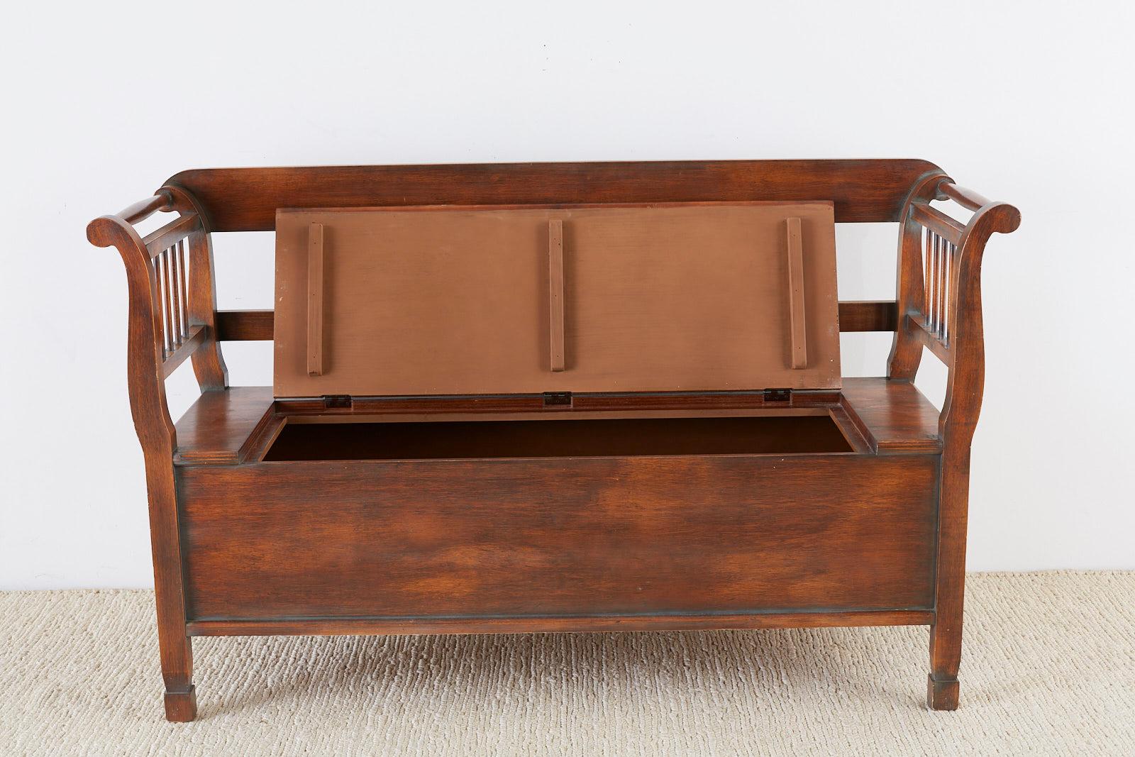 Italian Swedish Style Country Wooden Bench with Storage