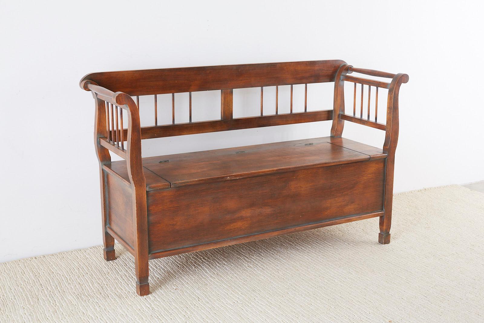 Swedish Style Country Wooden Bench with Storage 1