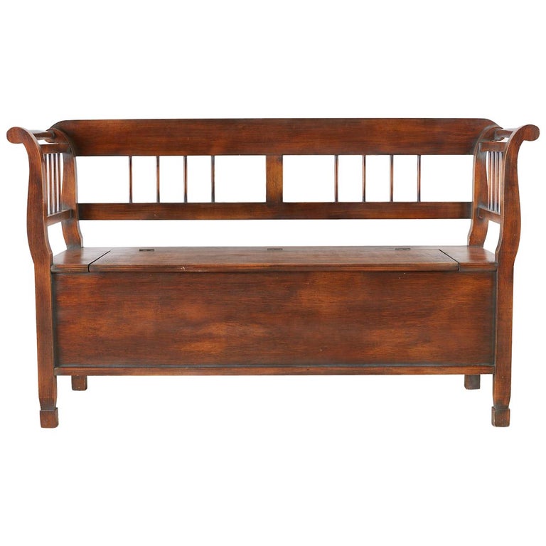 Swedish Style Country Wooden Bench With Storage At 1stdibs