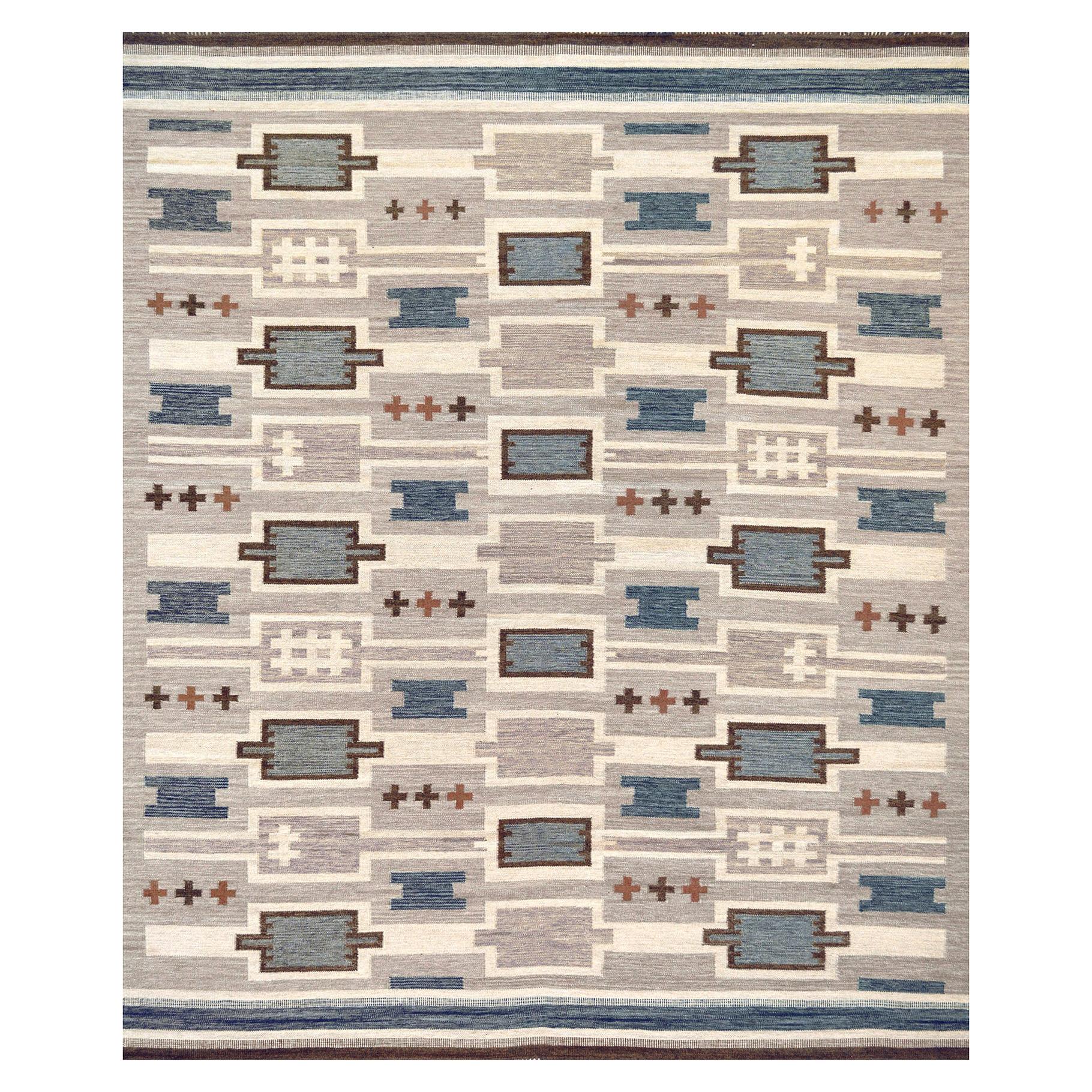 Swedish Style Flat-Weave Rug For Sale