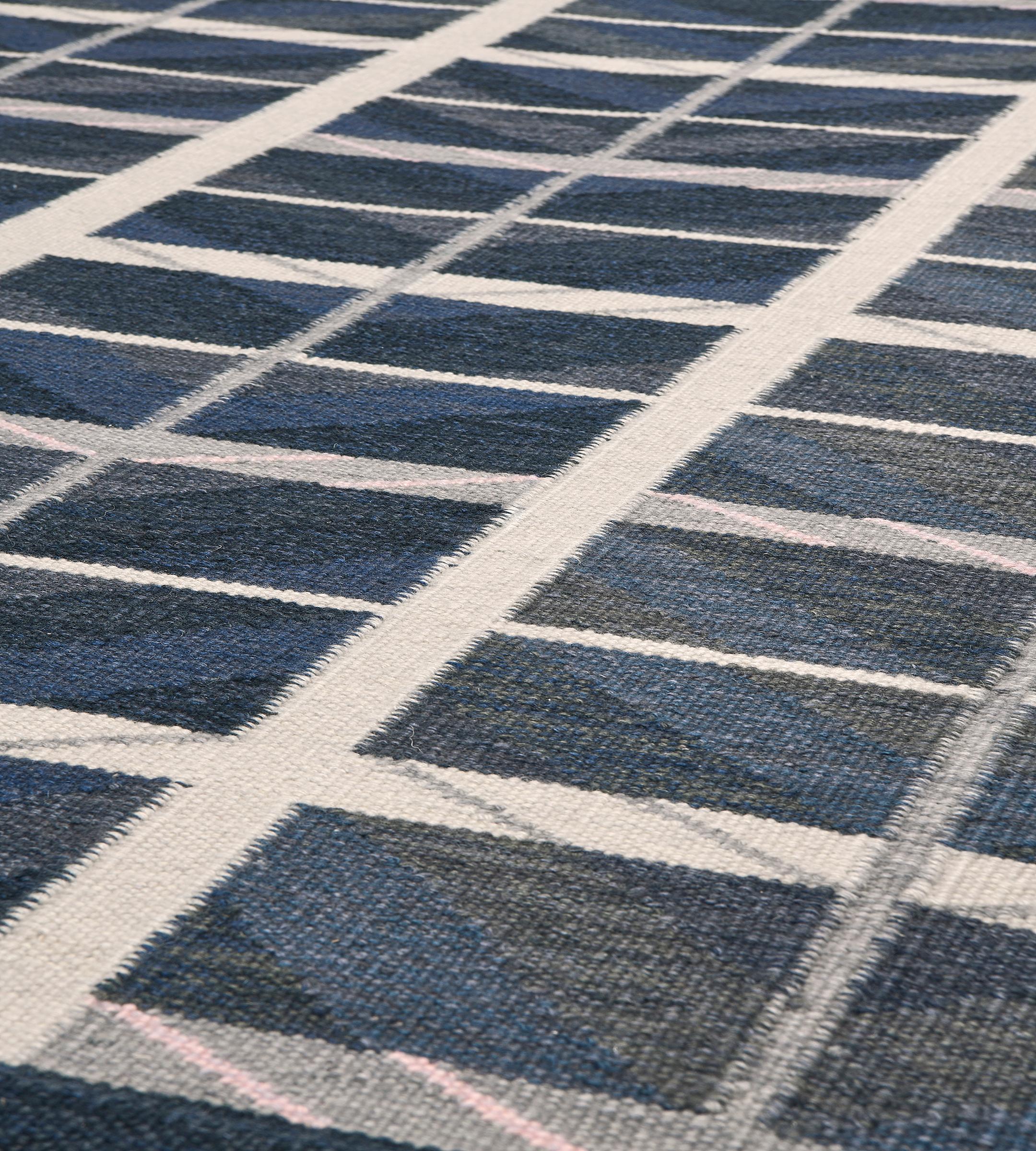 Contemporary Swedish Style Flat-Weave Rug For Sale