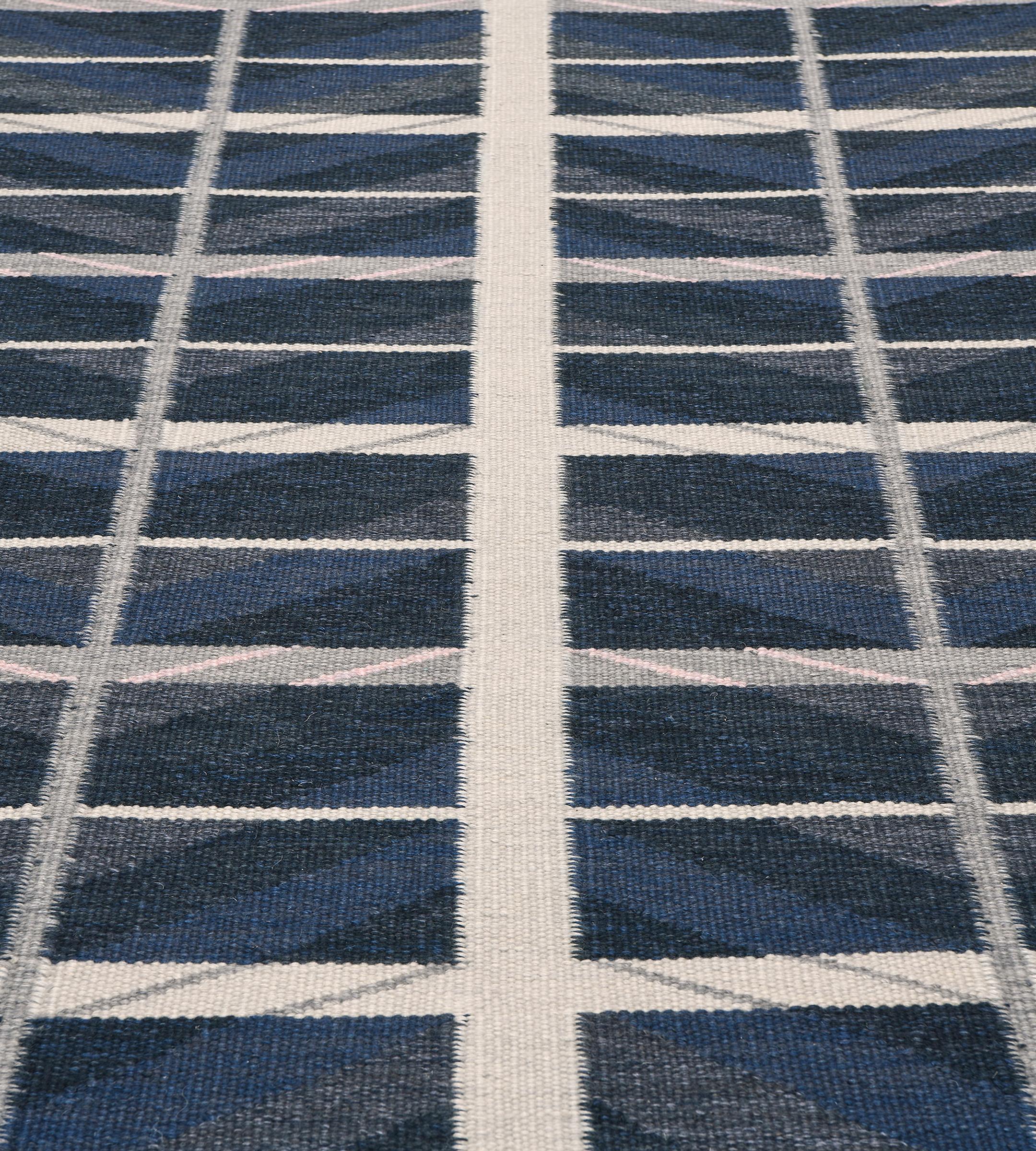 Wool Swedish Style Flat-Weave Rug For Sale