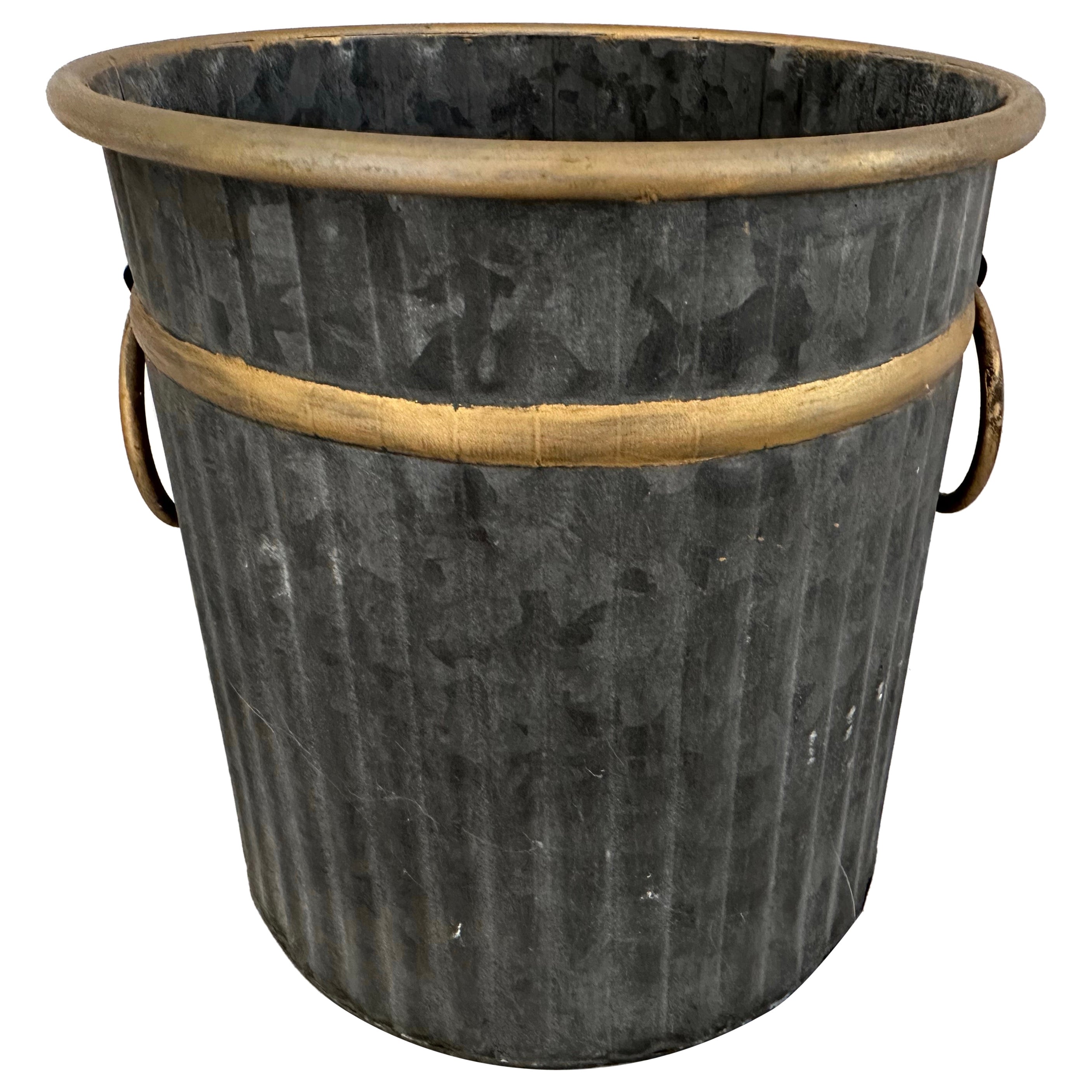 Swedish Style Gilt Edge Metal Wastebasket