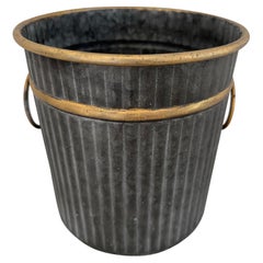 Swedish Style Gilt Edge Metal Wastebasket w/ rings