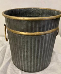 Swedish Style Gilt Edge Metal Wastebasket with Vintage Feel