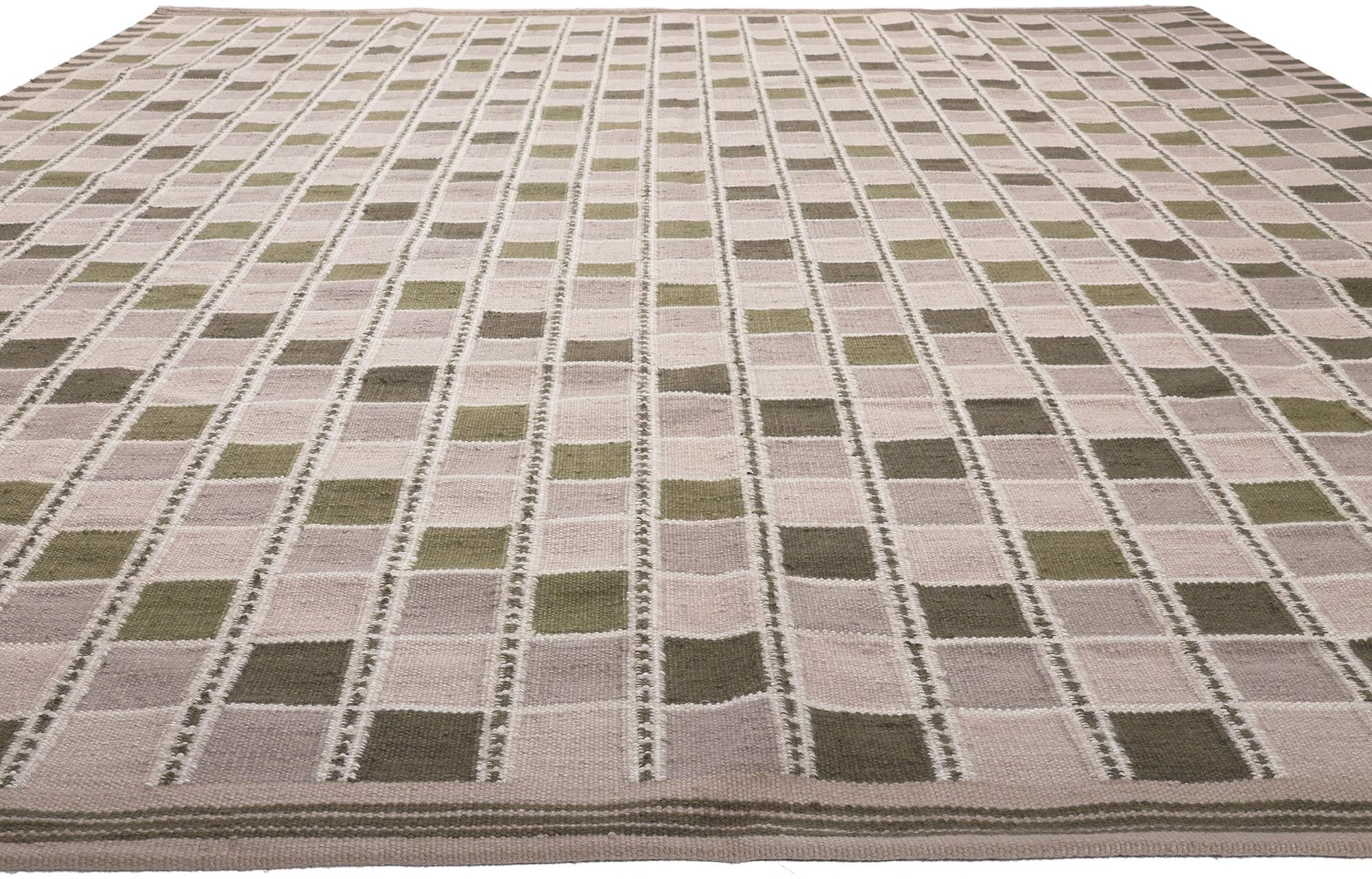 Schwedischer Kelim-Teppich im schwedischen Stil, skandinavische Moderne auf japanischem Zen (Skandinavische Moderne) im Angebot